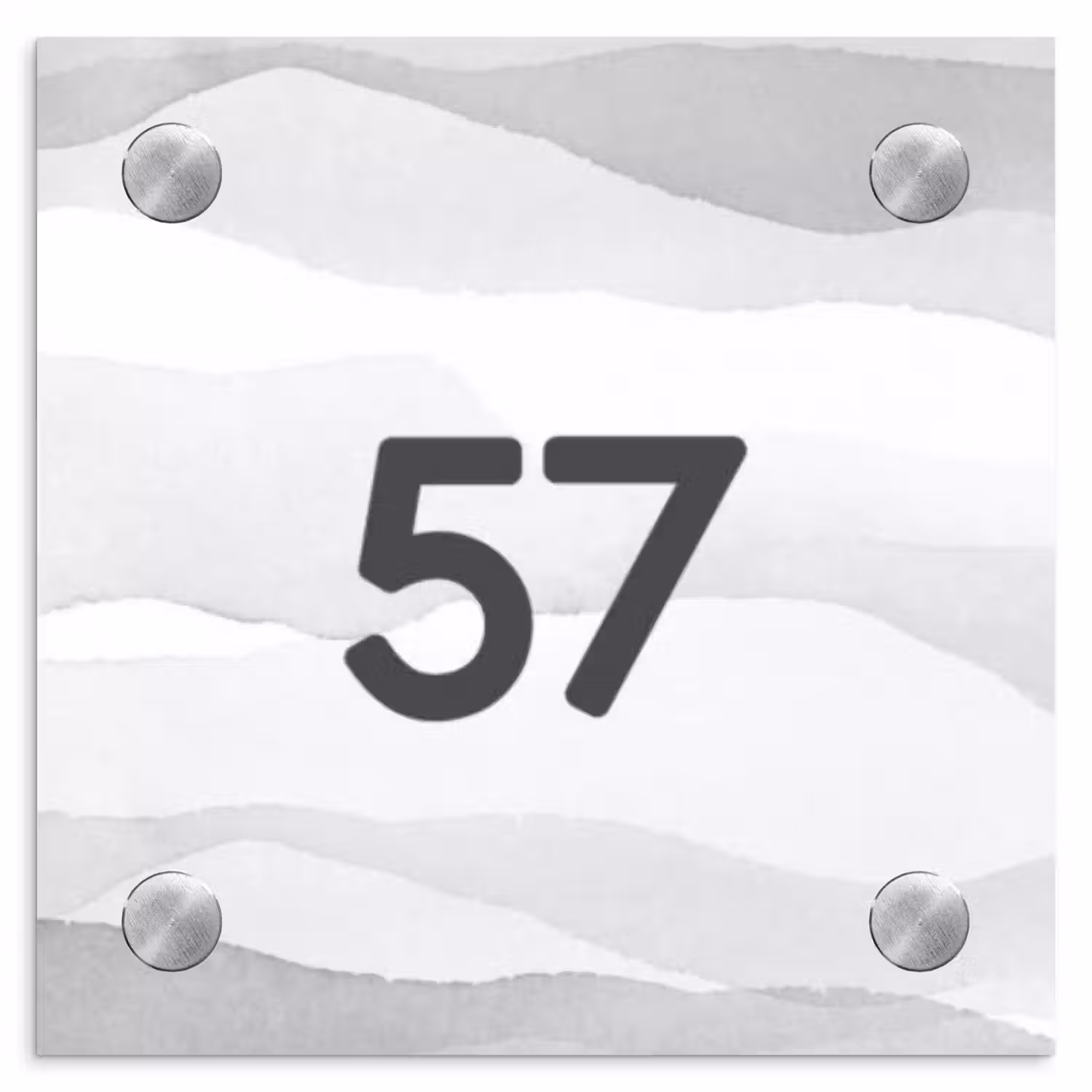 Aquarel - Grijs - Traditioneel Naambord Vierkant klein -3d