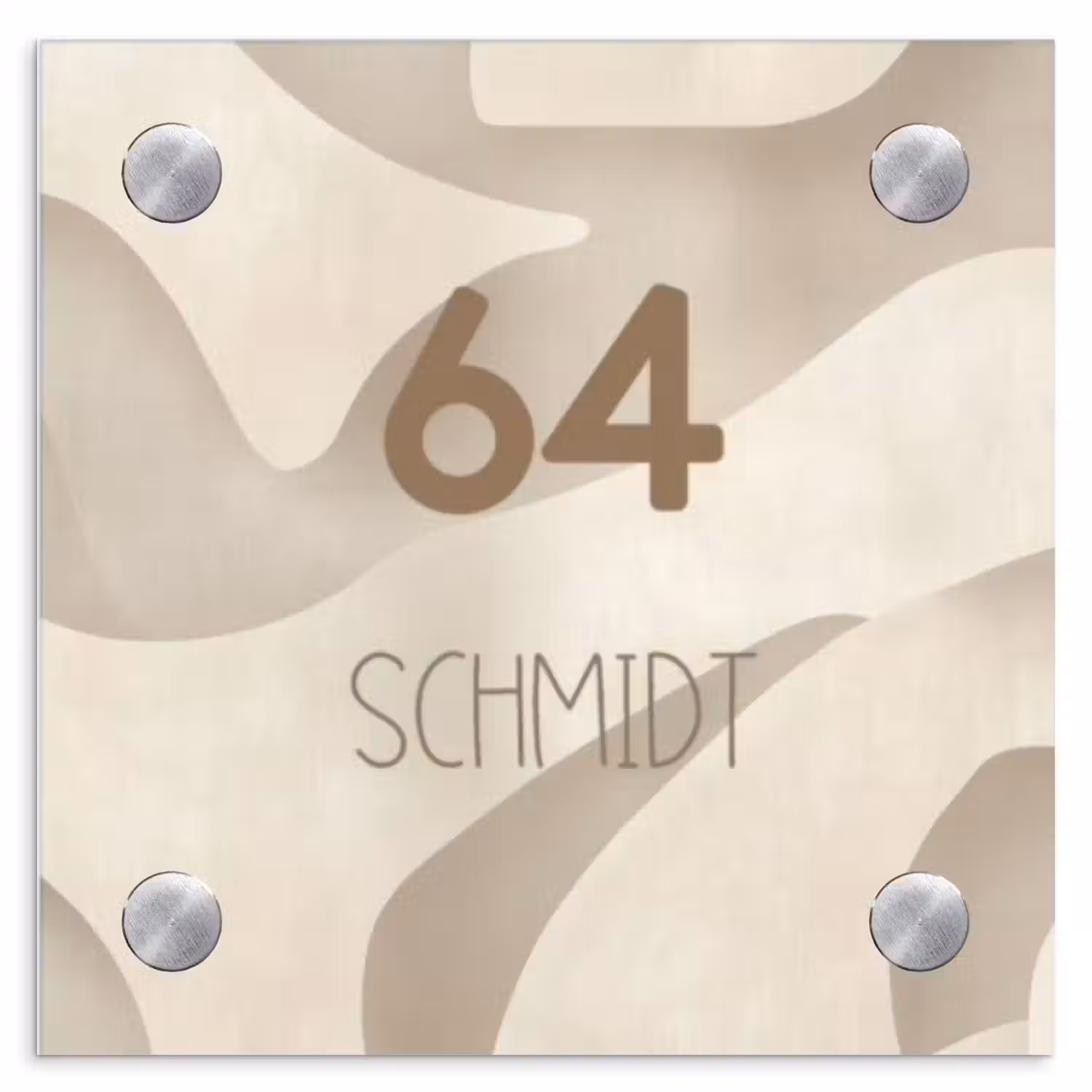 Beige organisch - Modern Naambord Vierkant klein -3d