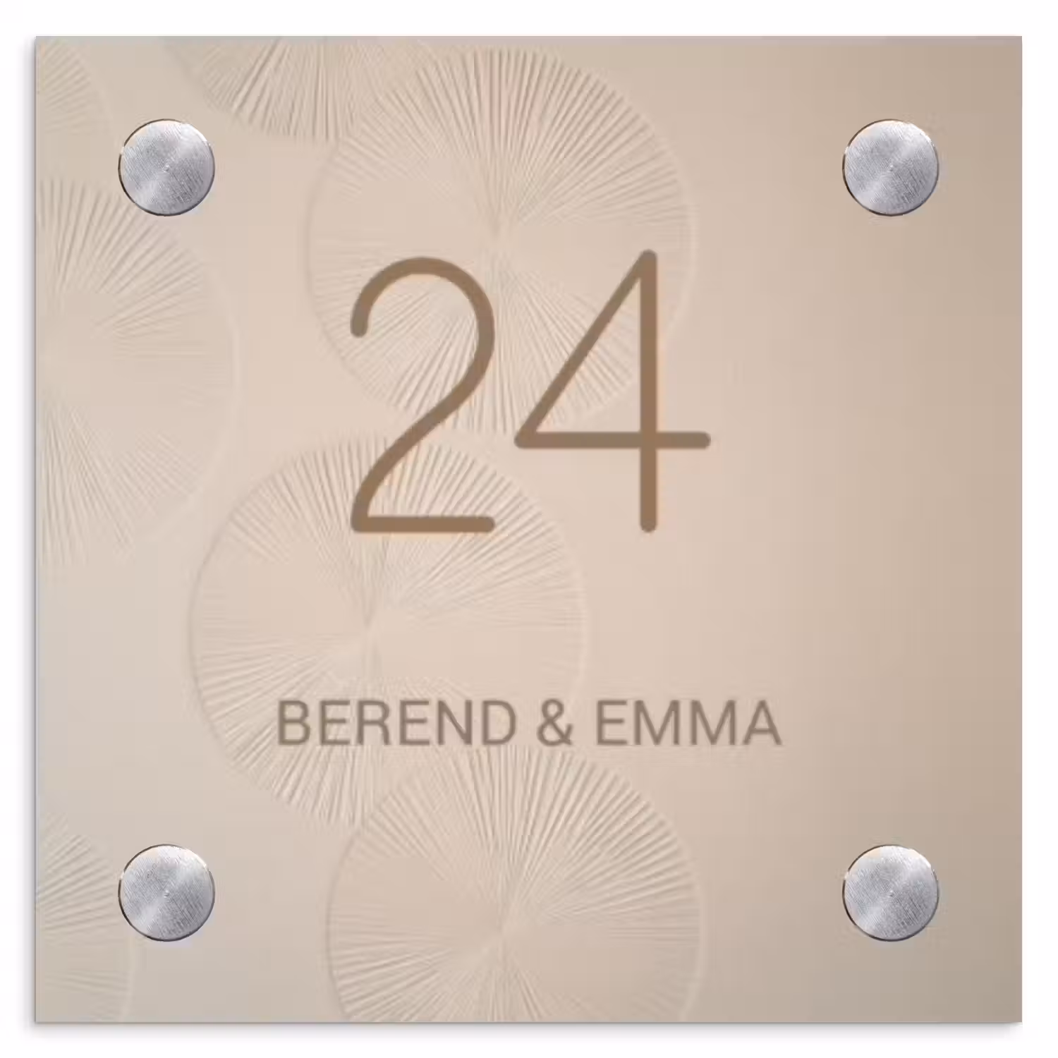 Beige reliëf lijnen - Klassiek Naambord Vierkant klein -3d
