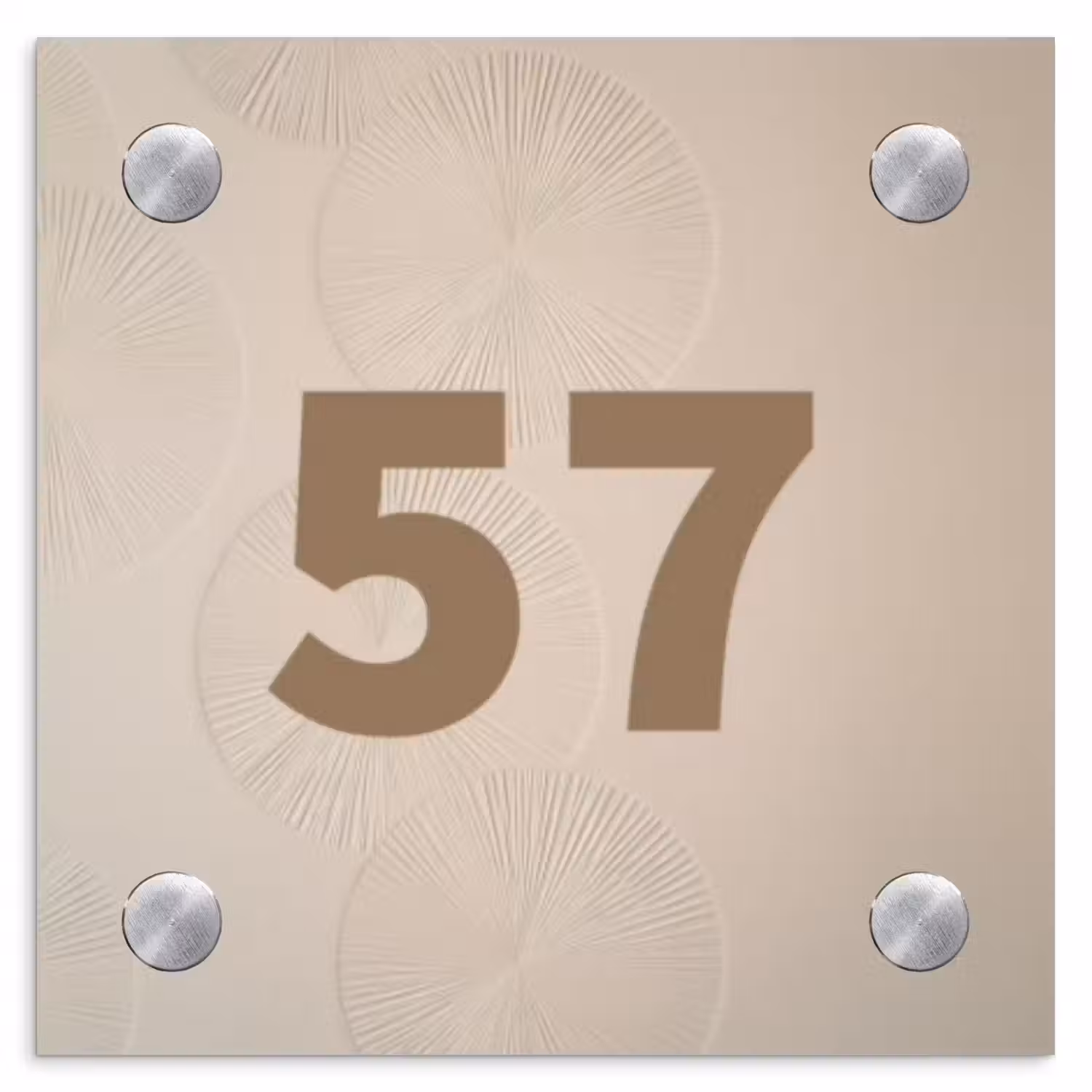 Beige reliëf lijnen - Traditioneel Naambord Vierkant klein -3d