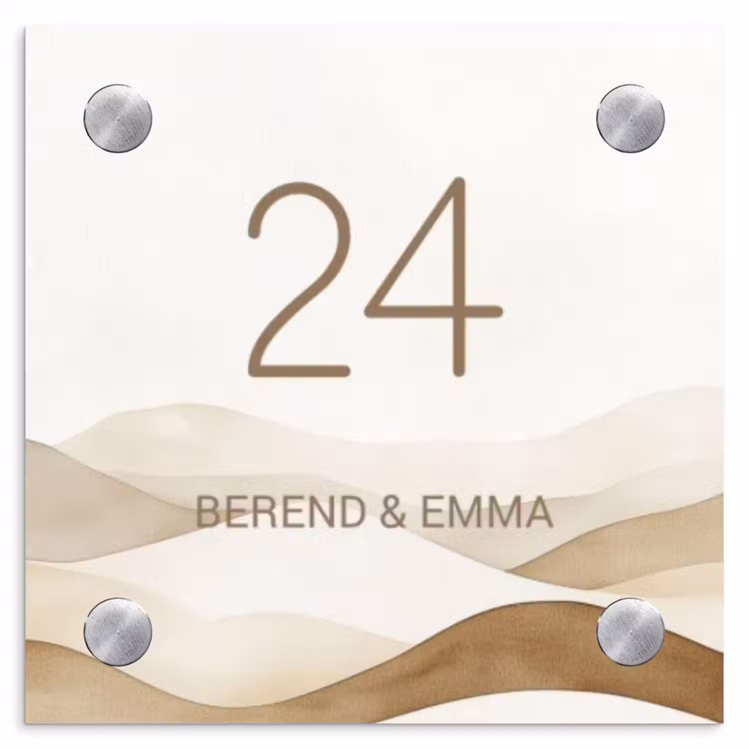 Beige landschap - Klassiek Naambord Vierkant klein -3d