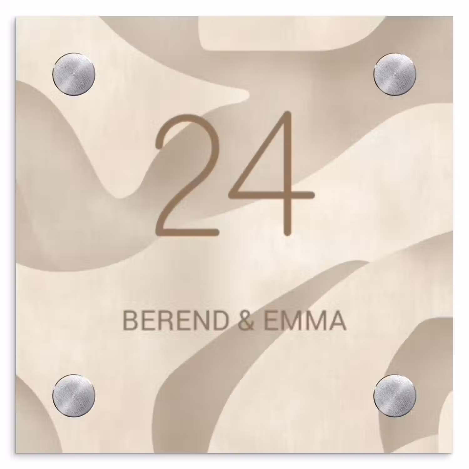 Beige organisch - Klassiek Naambord Vierkant klein -3d