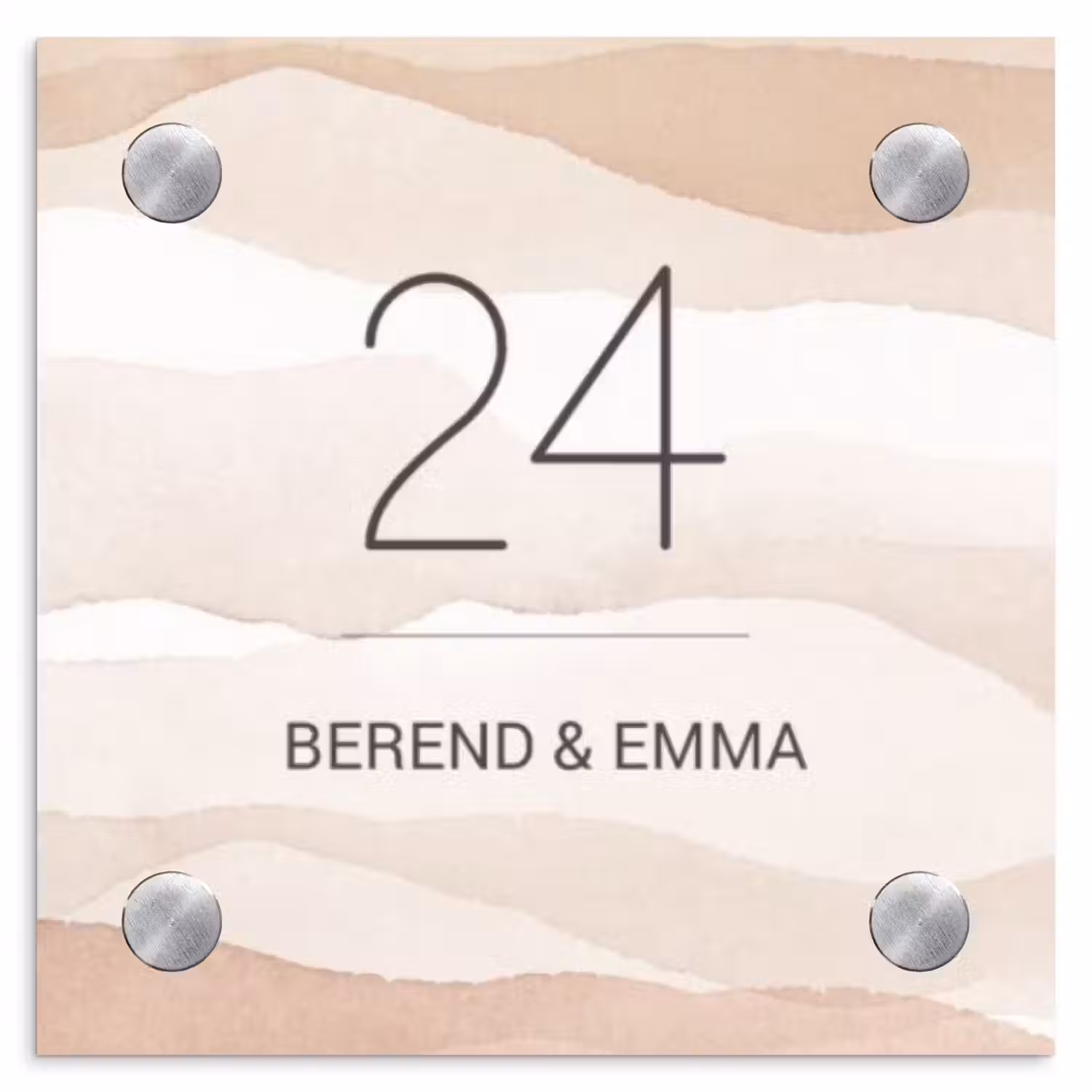 Beige lagen - Klassiek Naambord Vierkant klein -3d