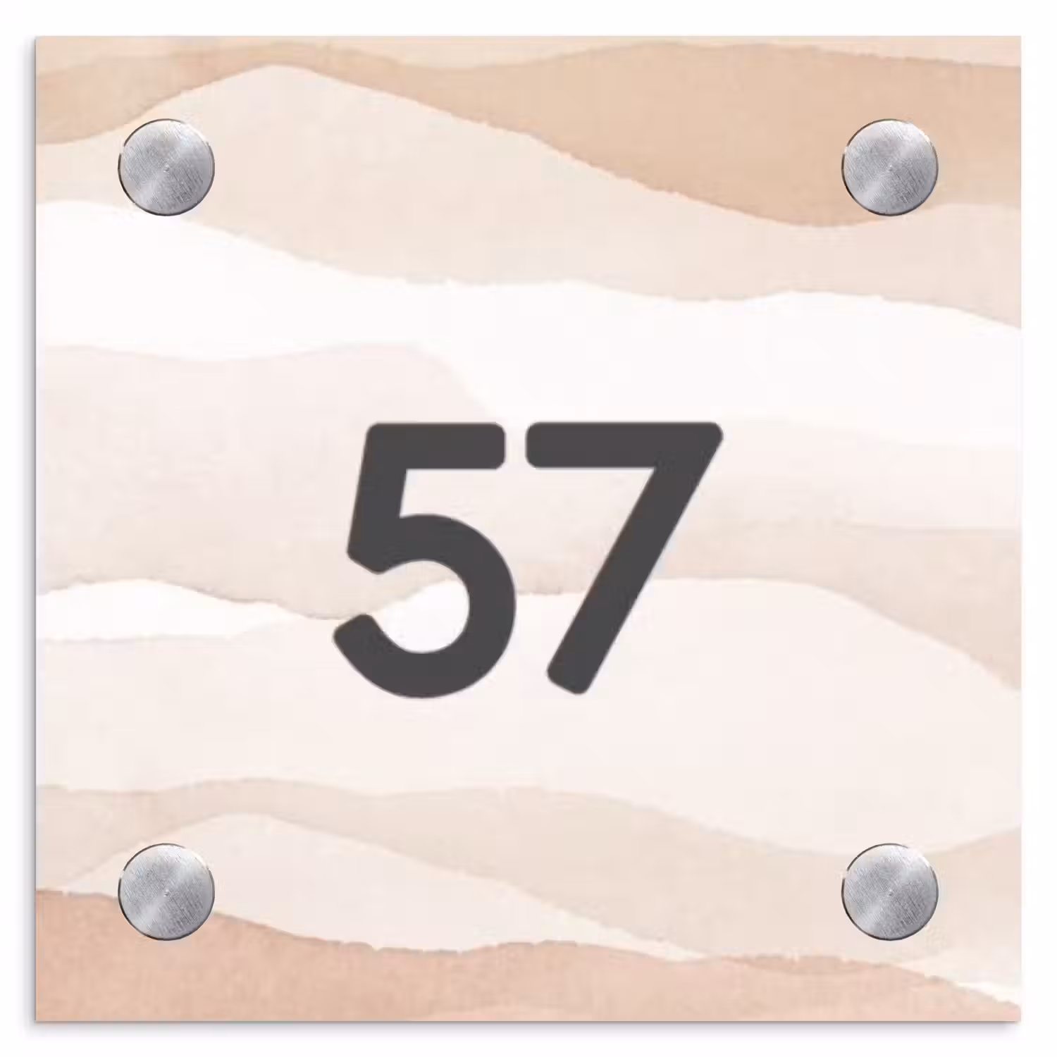 Beige lagen - Traditioneel Naambord Vierkant klein -3d
