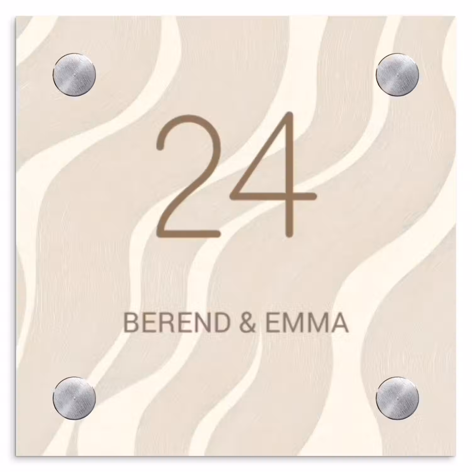 Beige golven - Klassiek Naambord Vierkant klein -3d