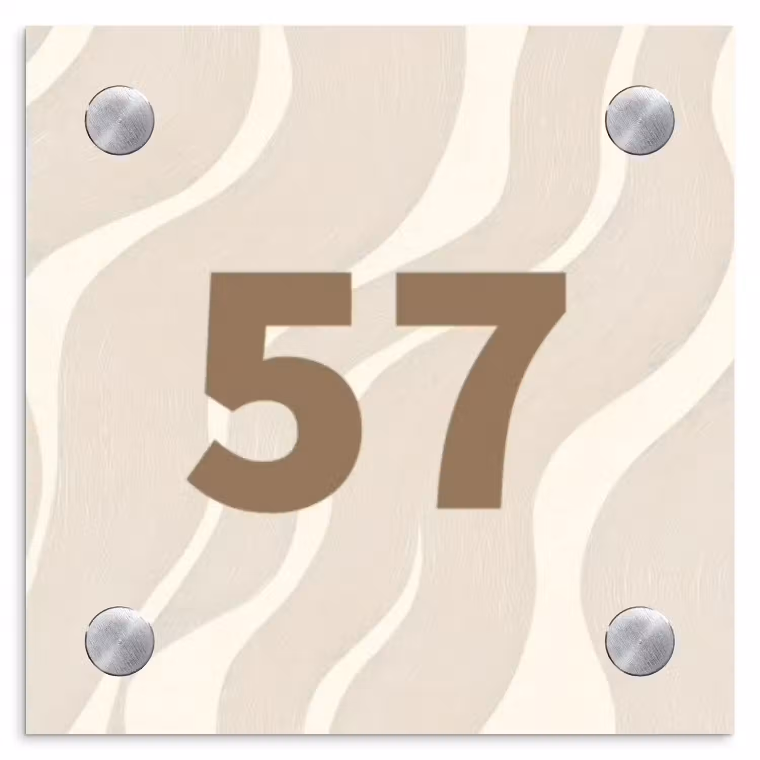 Beige golven - Traditioneel Naambord Vierkant klein -3d