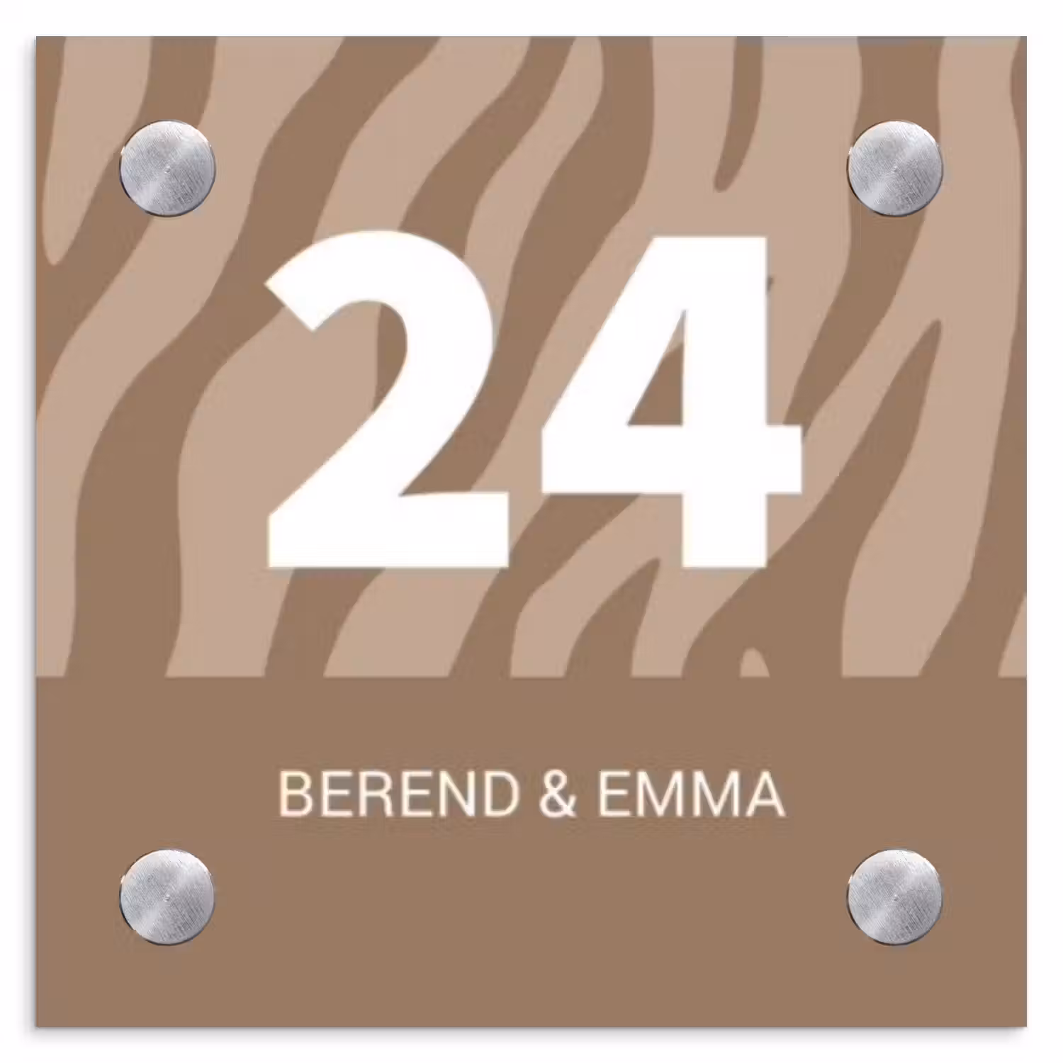 Beige zebra - Klassiek Naambord Vierkant klein -3d