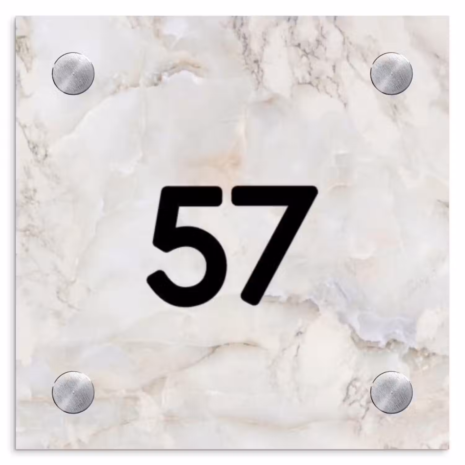 Beige marmer - Modern Naambord Vierkant klein -3d