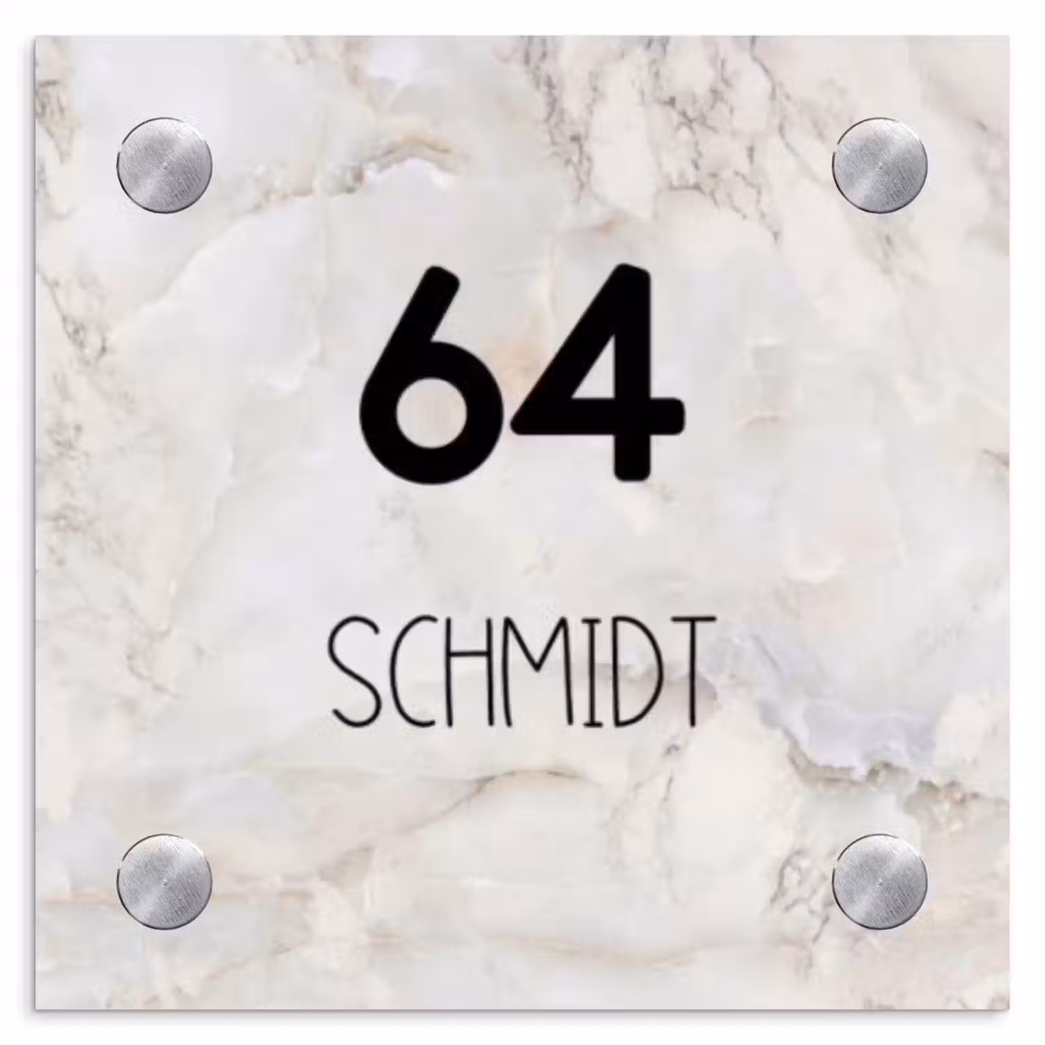 Beige marmer - Traditioneel Naambord Vierkant klein -3d