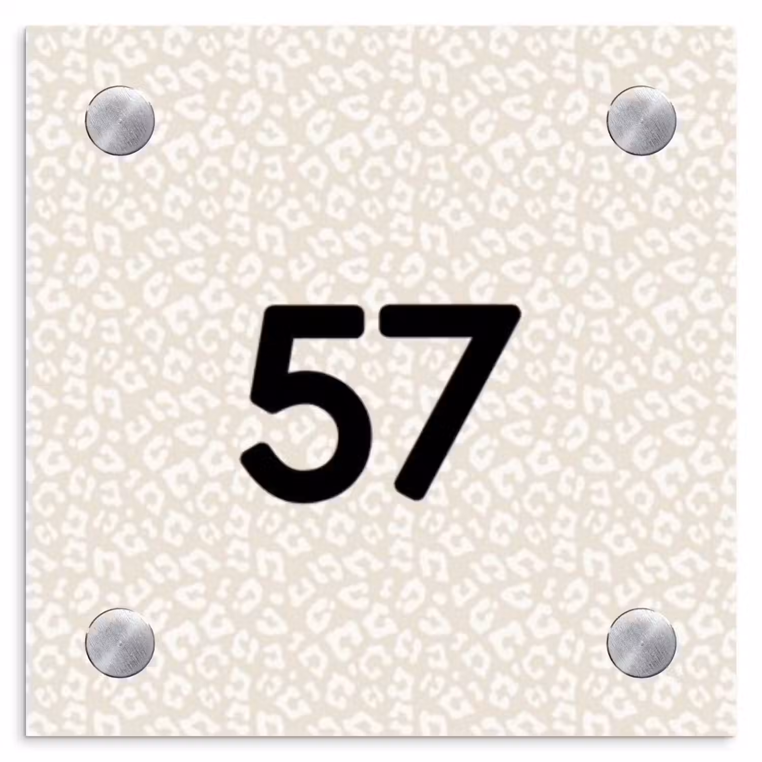 Beige panterprint - Traditioneel Naambord Vierkant klein -3d