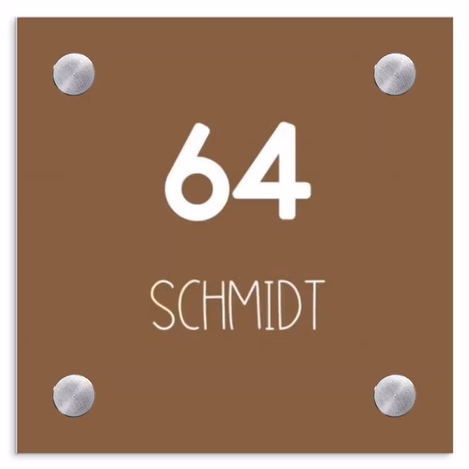 Bruin- Modern Naambord Vierkant klein -3d