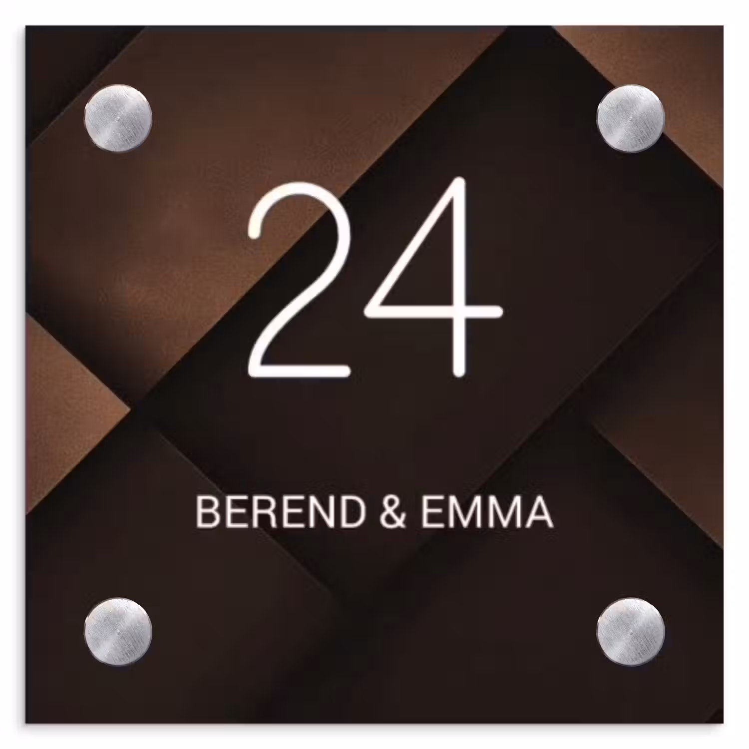 Bruine vlakken - Klassiek Naambord Vierkant klein -3d