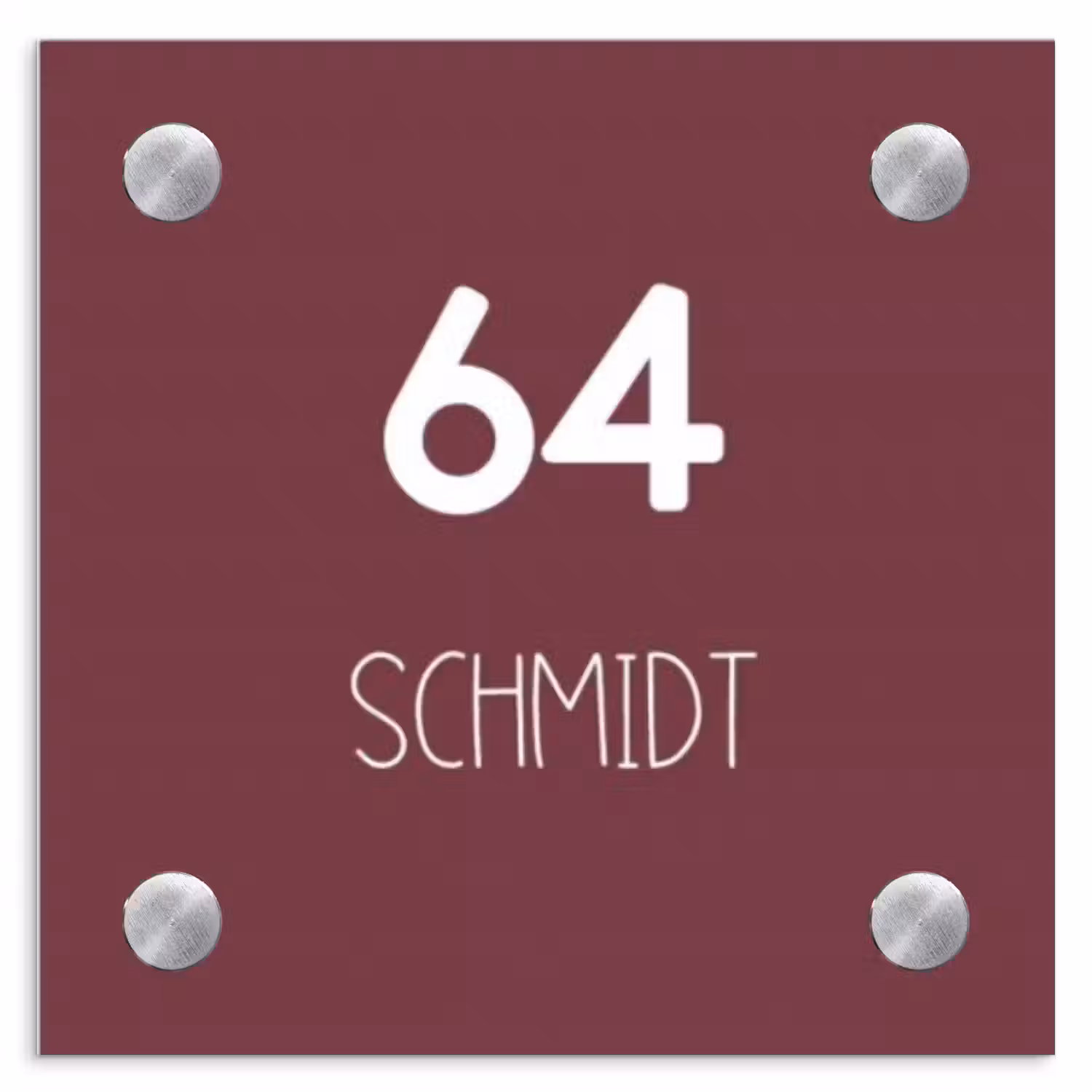 Bordeauxrood - Modern Naambord Vierkant klein -3d