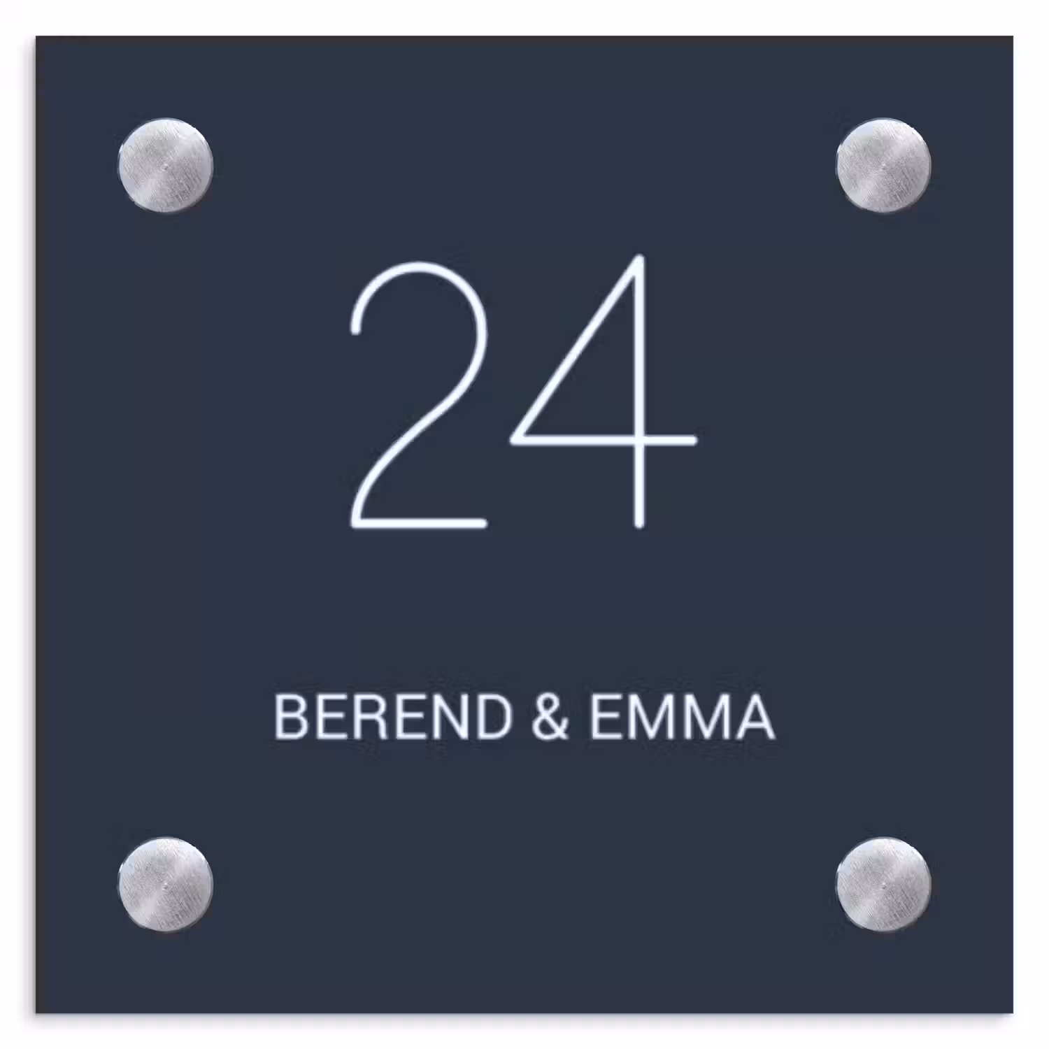 Effen blauw - Klassiek Naambord Vierkant klein -3d