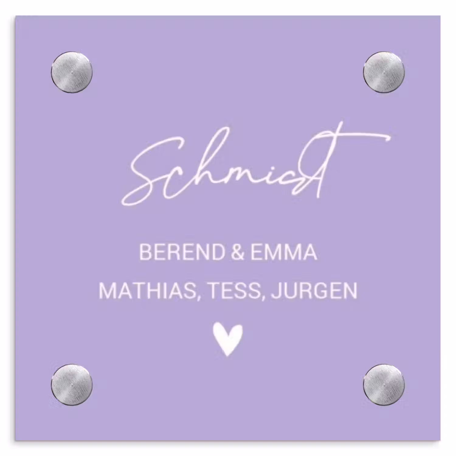 Effen - Lila - Sierlijk Naambord Vierkant klein -3d