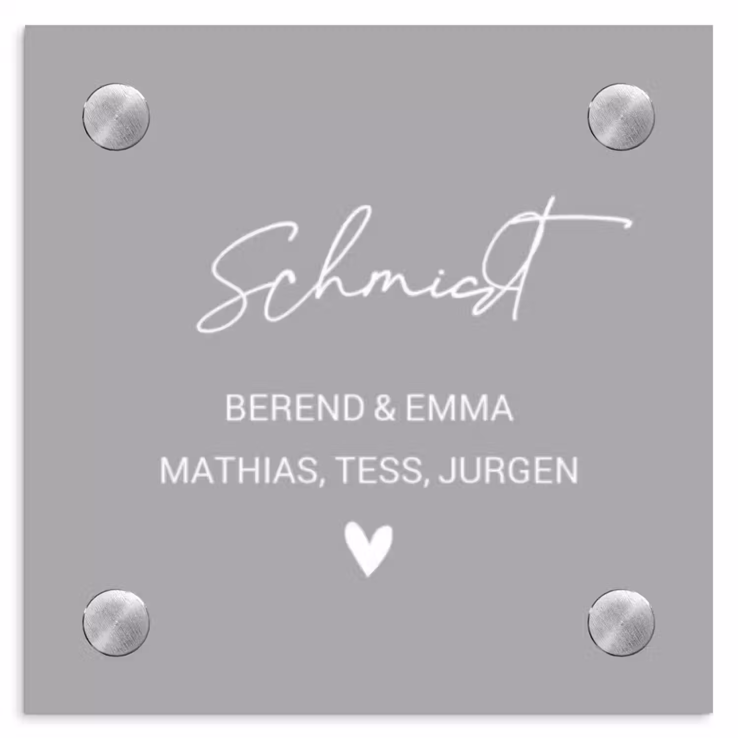 Effen lichtgrijs - Sierlijk Naambord Vierkant klein -3d