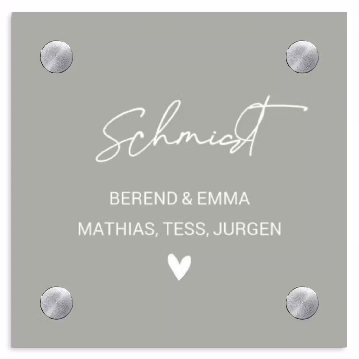 Effen lichtgrijs - Sierlijk Naambord Vierkant klein -3d