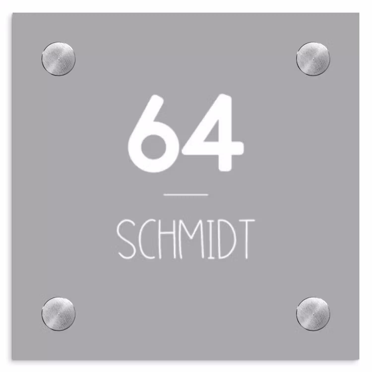 Effen lichtgrijs - Modern Naambord Vierkant klein -3d