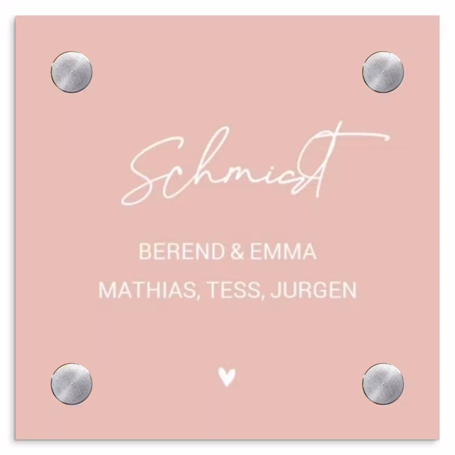 Effen roze - Sierlijk Naambord Vierkant klein -3d