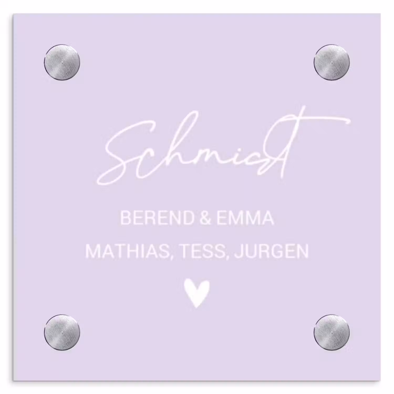 Lila - Sierlijk Naambord Vierkant klein -3d