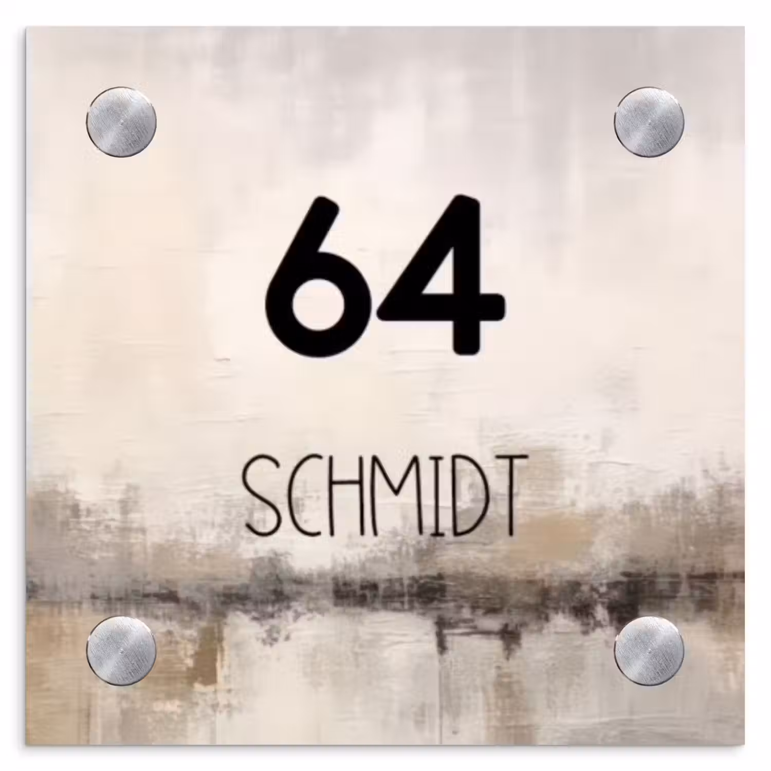 Geschilderd - Modern Naambord Vierkant klein -3d