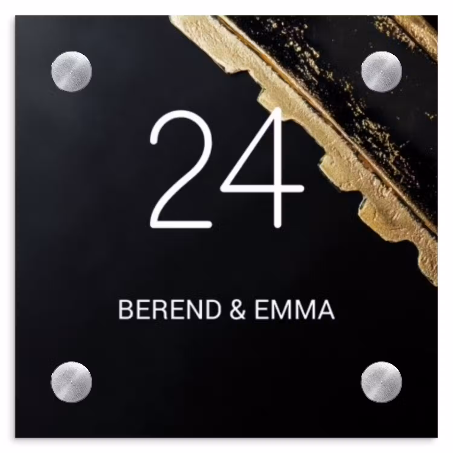 Gouden hoek - Klassiek Naambord Vierkant klein -3d