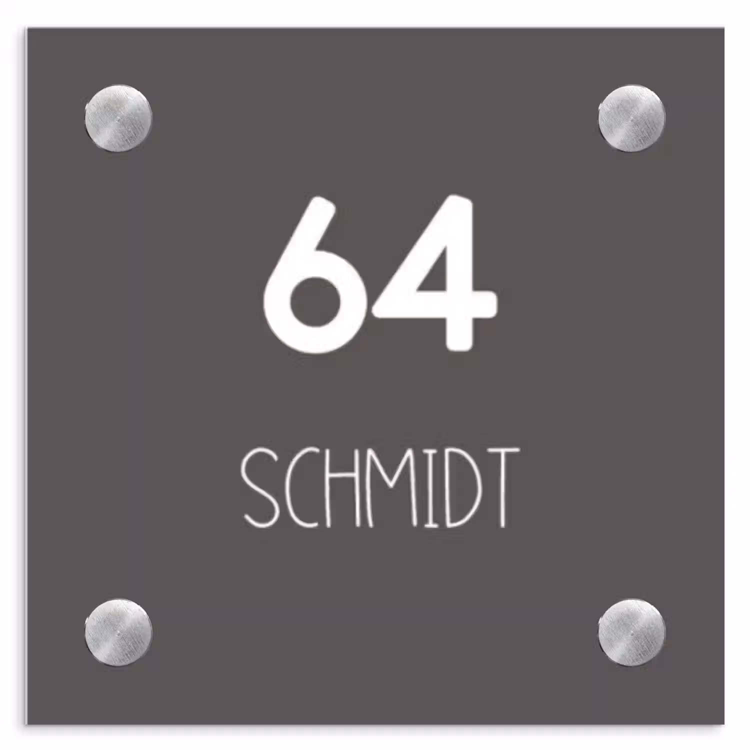 Grijs - Modern Naambord Vierkant klein -3d