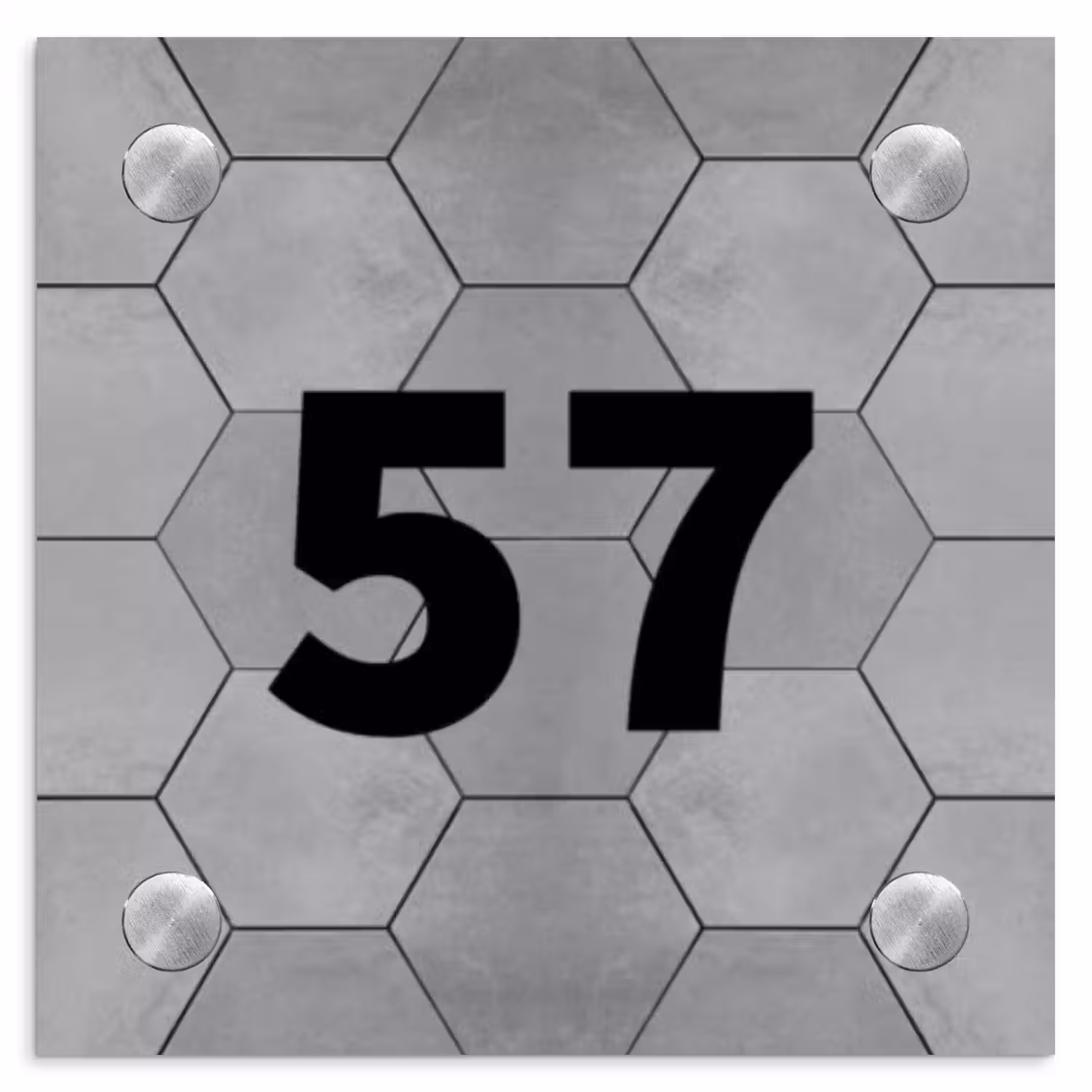 Grijze tegels - Traditioneel Naambord Vierkant klein -3d