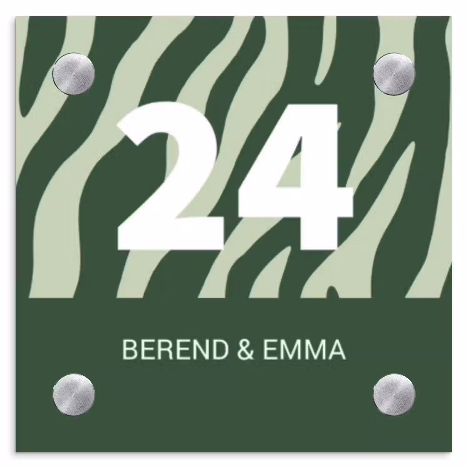 Groen zebra - Klassiek Naambord Vierkant klein -3d