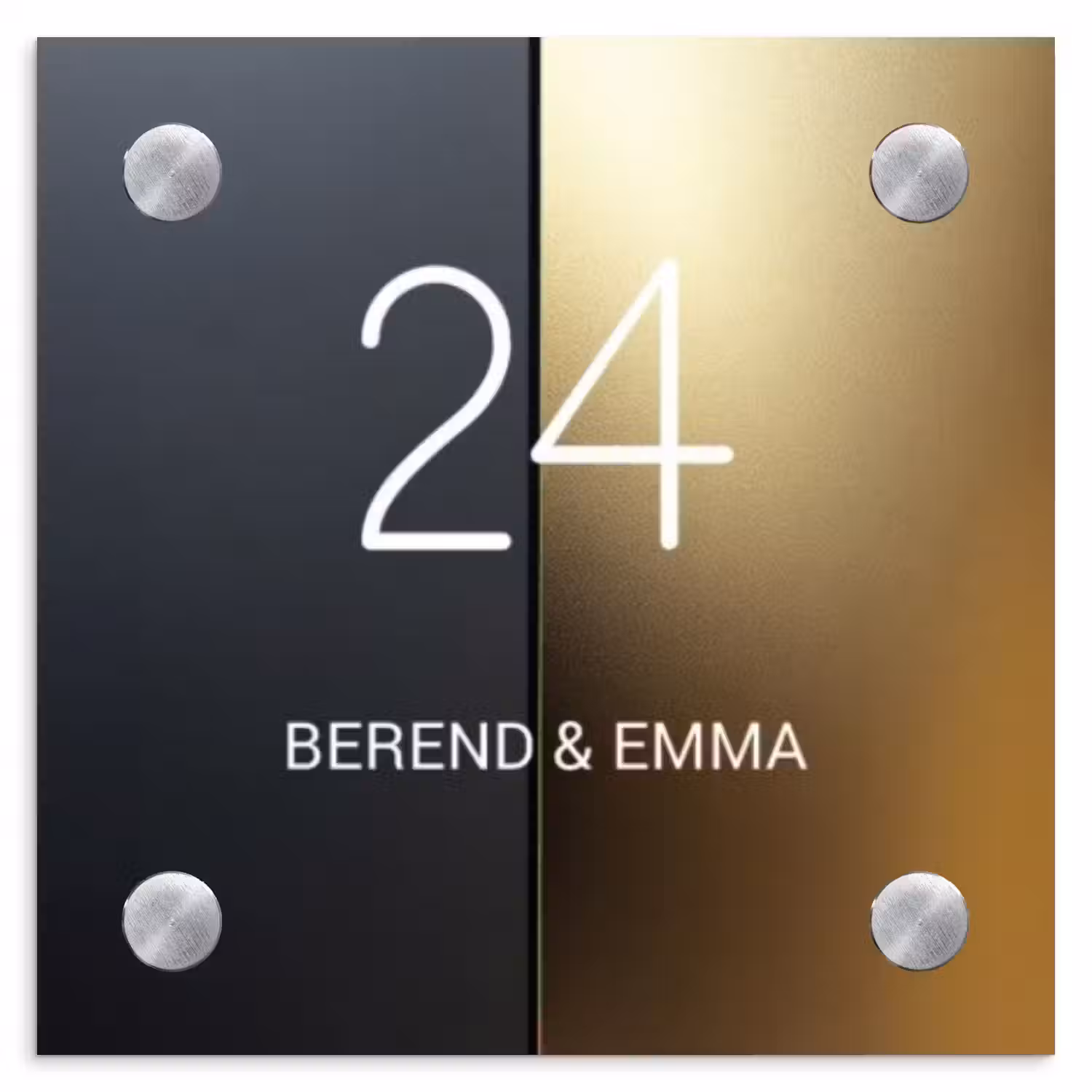 Half goud zwart - Klassiek Naambord Vierkant klein -3d