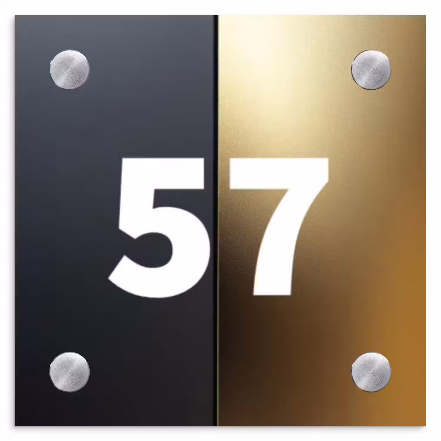 Half goud zwart - Traditioneel Naambord Vierkant klein -3d