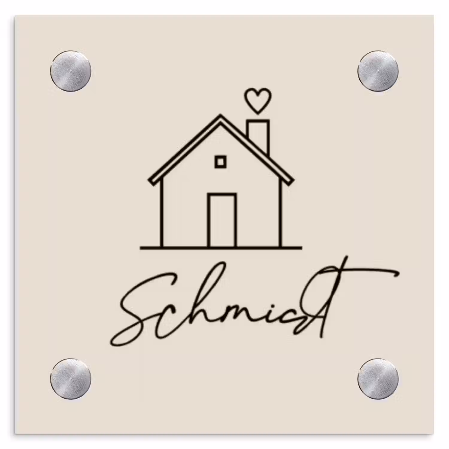 Huis illustratie - Sierlijk Naambord Vierkant klein -3d