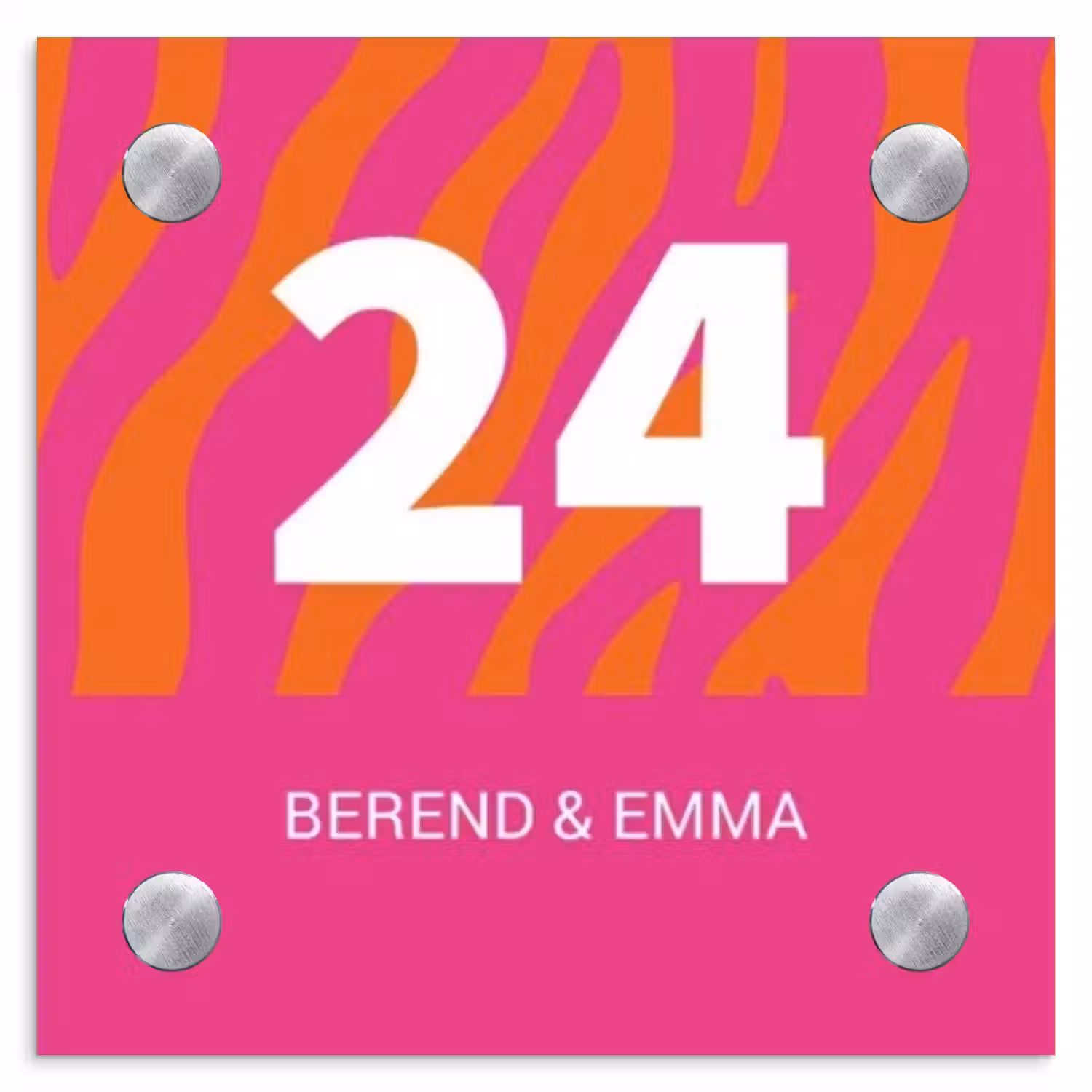 Fel - Zebra - Klassiek Naambord Vierkant klein -3d