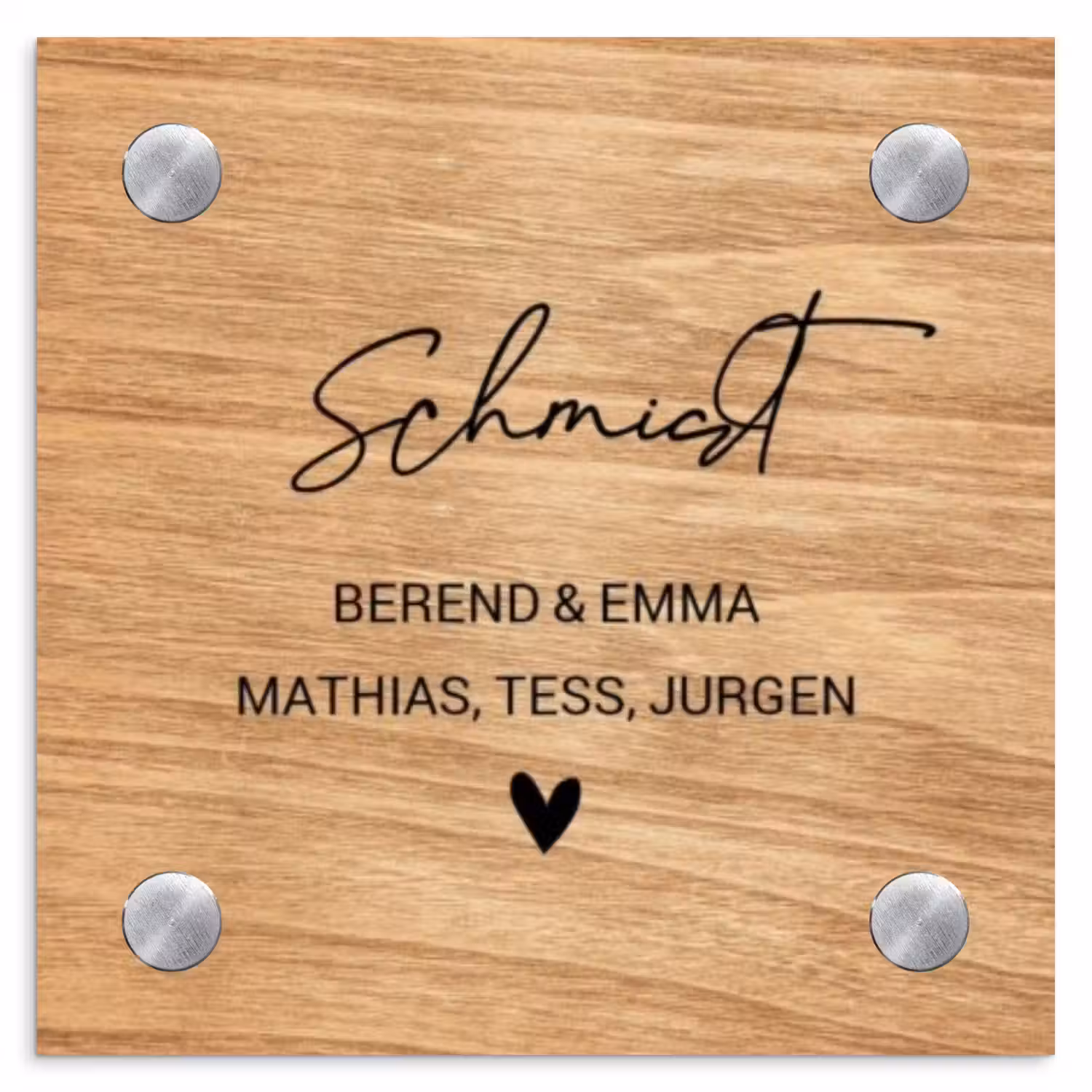 Licht hout - Sierlijk Naambord Vierkant klein -3d