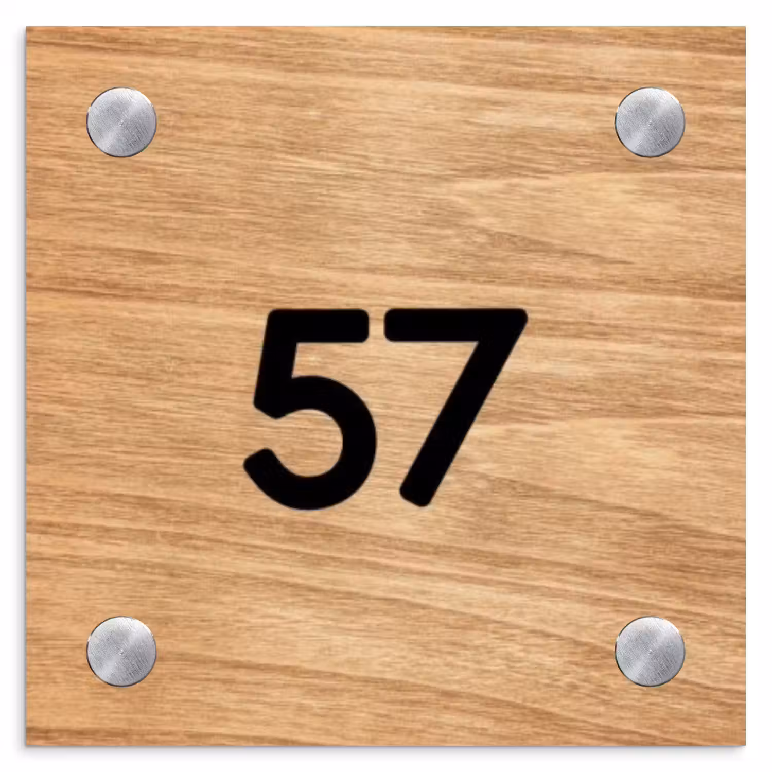 Licht hout - Traditioneel Naambord Vierkant klein -3d