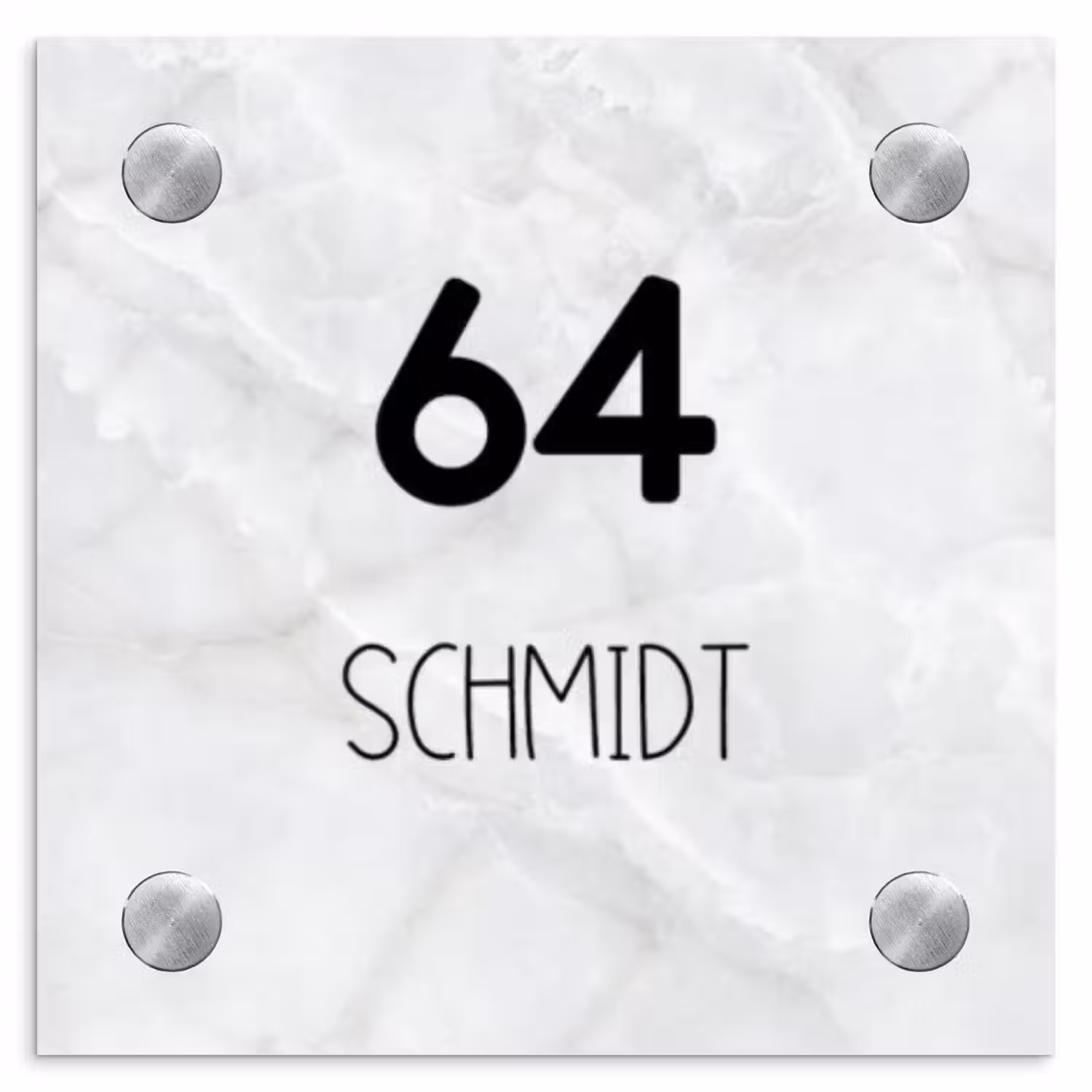 Lichtgrijs marmer - Modern Naambord Vierkant klein -3d