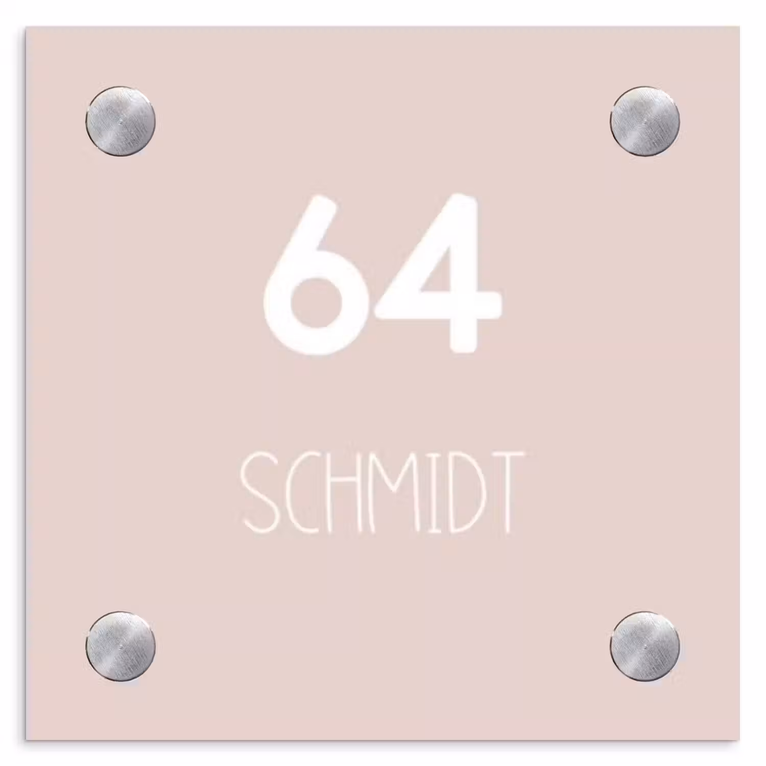 Lichtroze - Modern Naambord Vierkant klein -3d