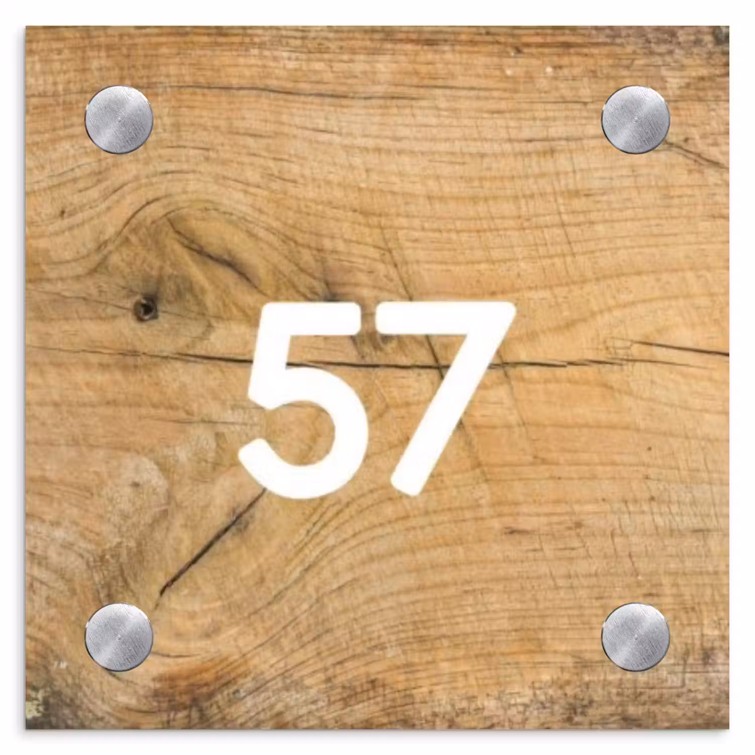 Hout - Traditioneel Naambord Vierkant klein -3d