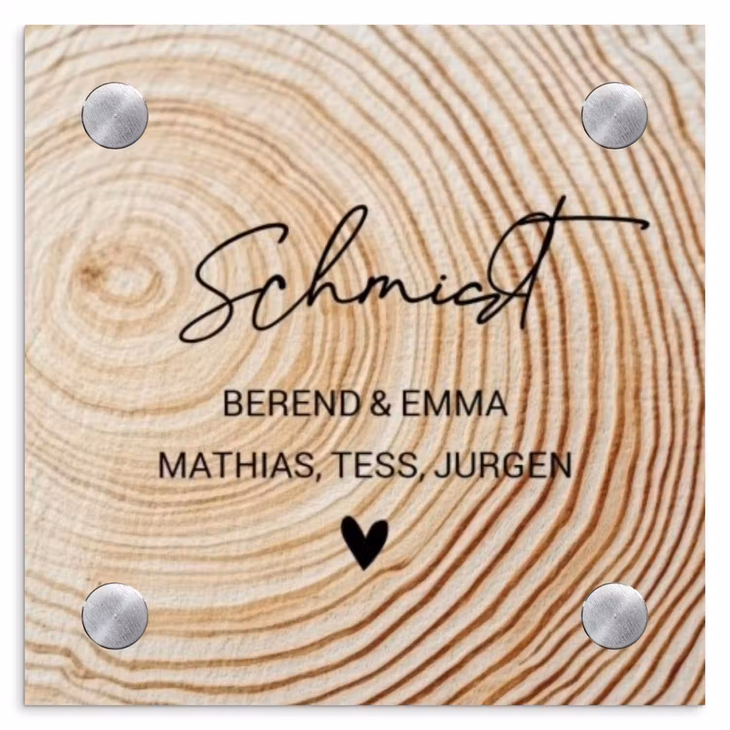 Holzmaserung - Elegant Naambord Vierkant klein -3d