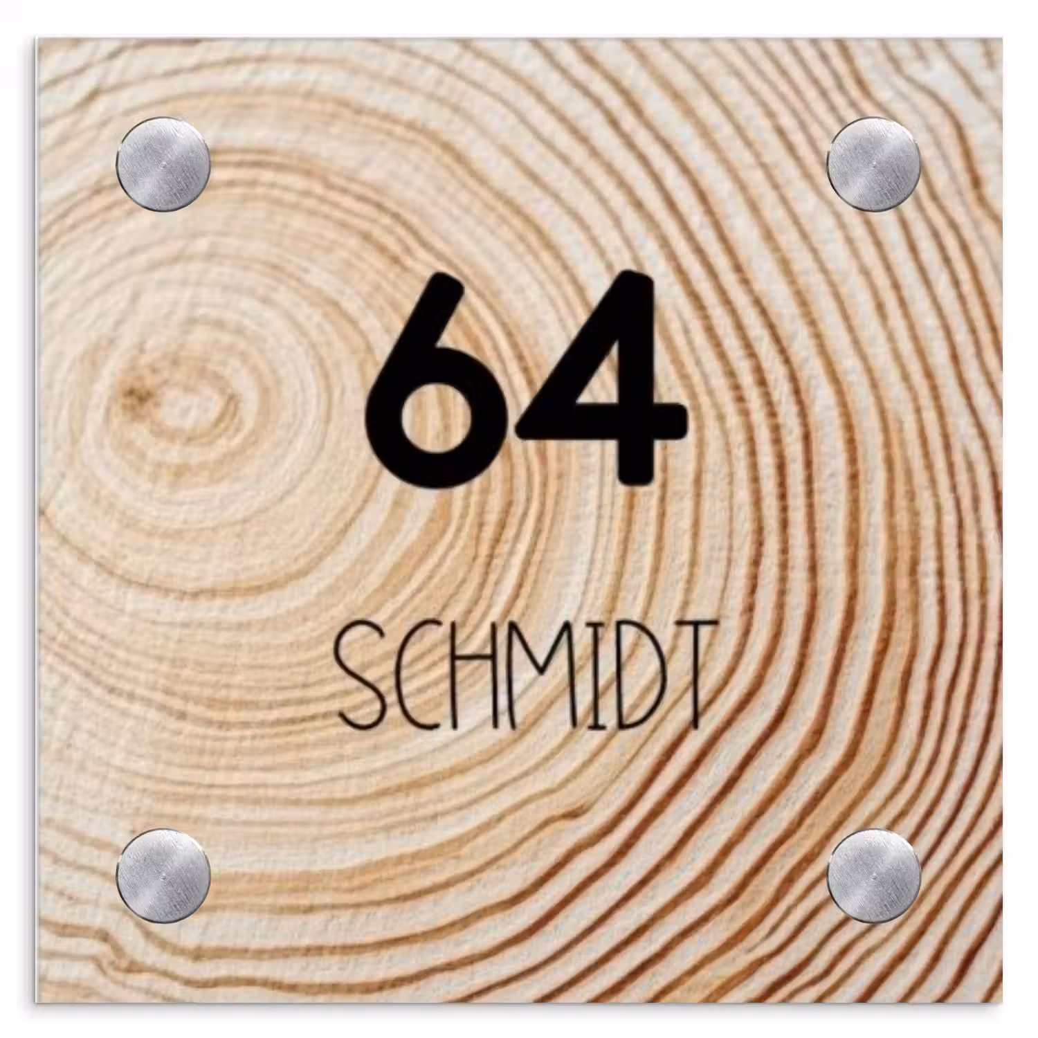 Holzmaserung - Modern Naambord Vierkant klein -3d