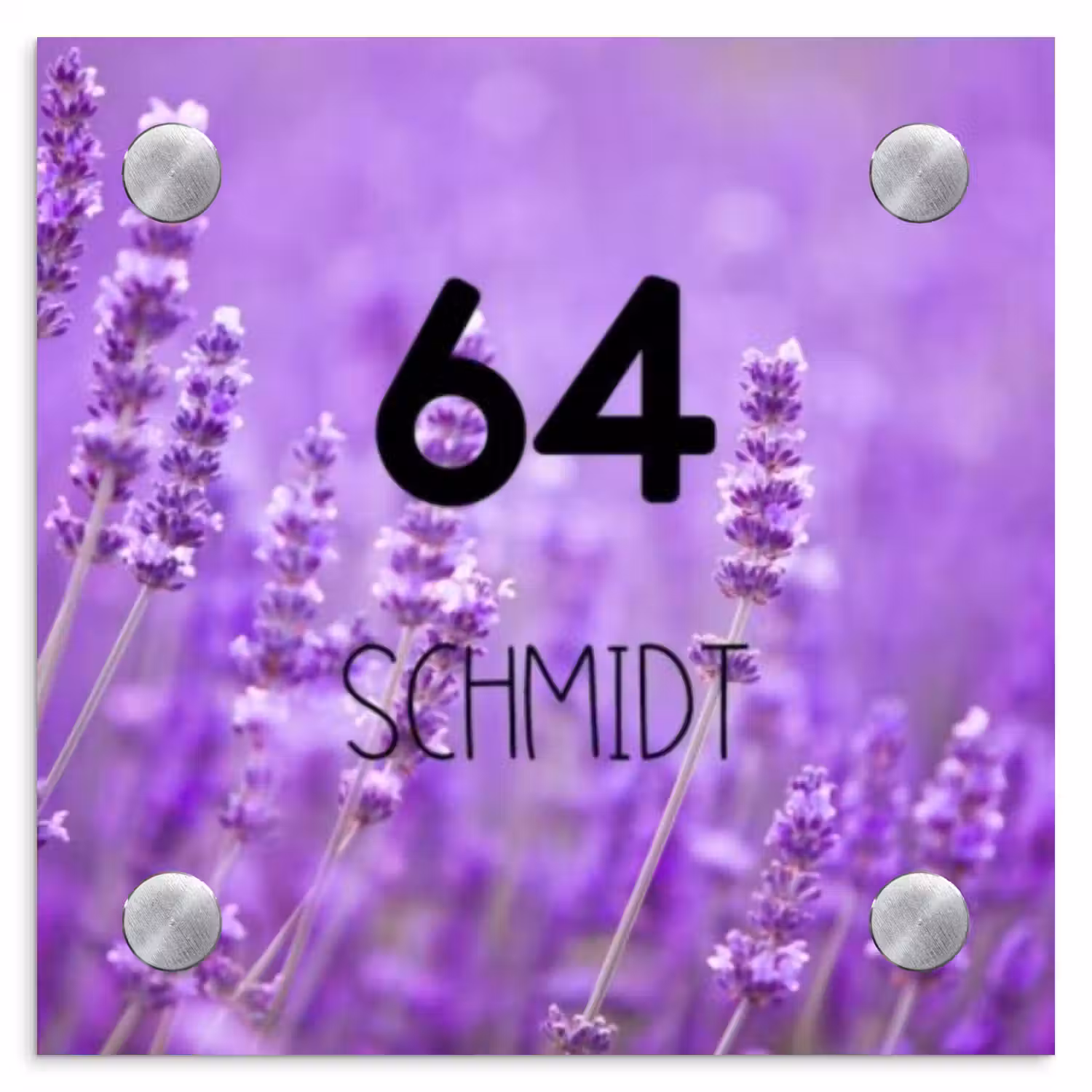 Lavendel - Modern Naambord Vierkant klein -3d
