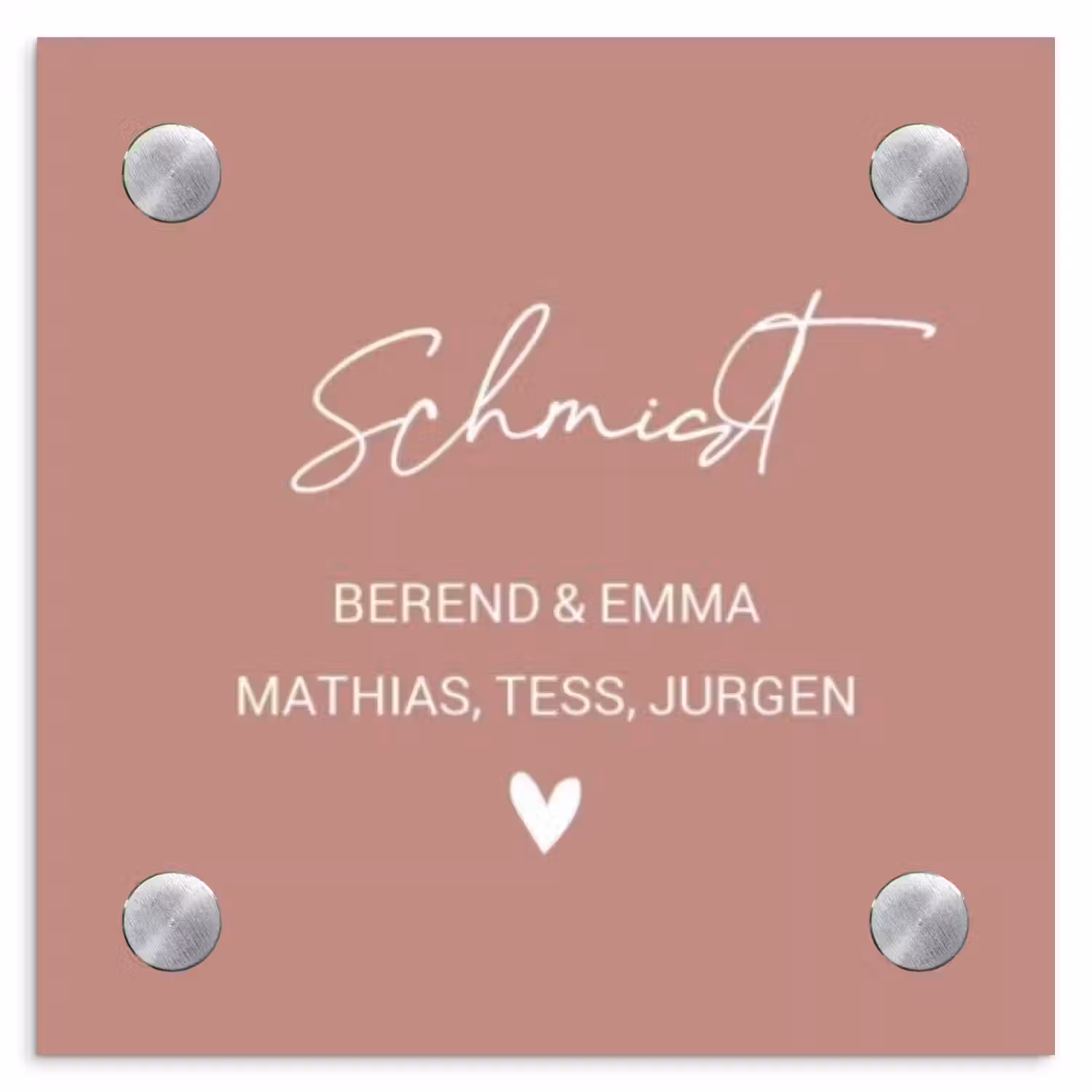 Effen oudroze - Sierlijk Naambord Vierkant klein -3d