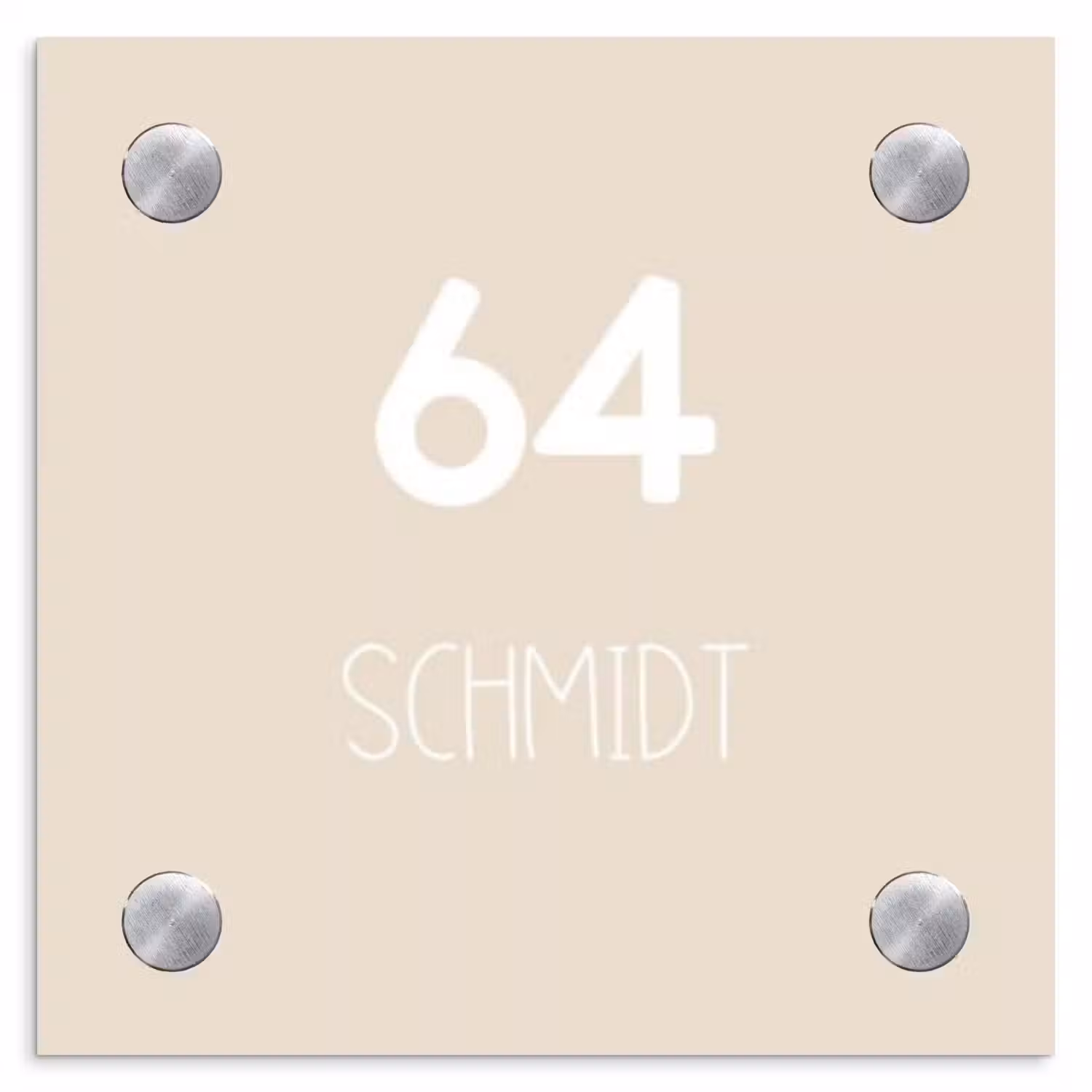 Effen - Beige - Modern Naambord Vierkant klein -3d