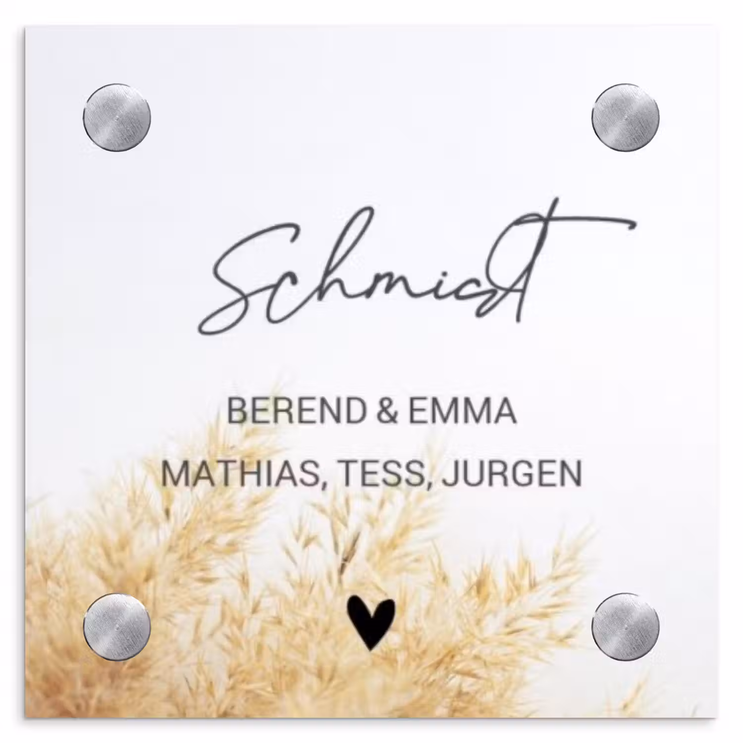Pluimgras - Sierlijk Naambord Vierkant klein -3d