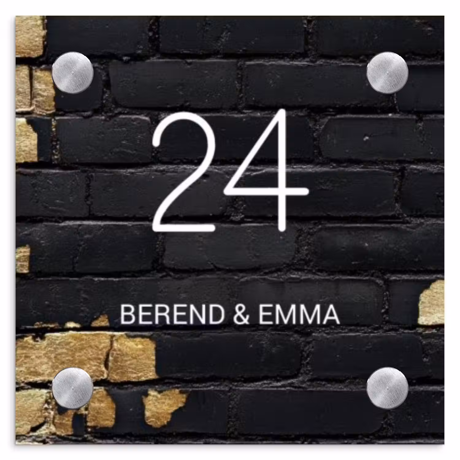 Stenen goud zwart - Klassiek Naambord Vierkant klein -3d