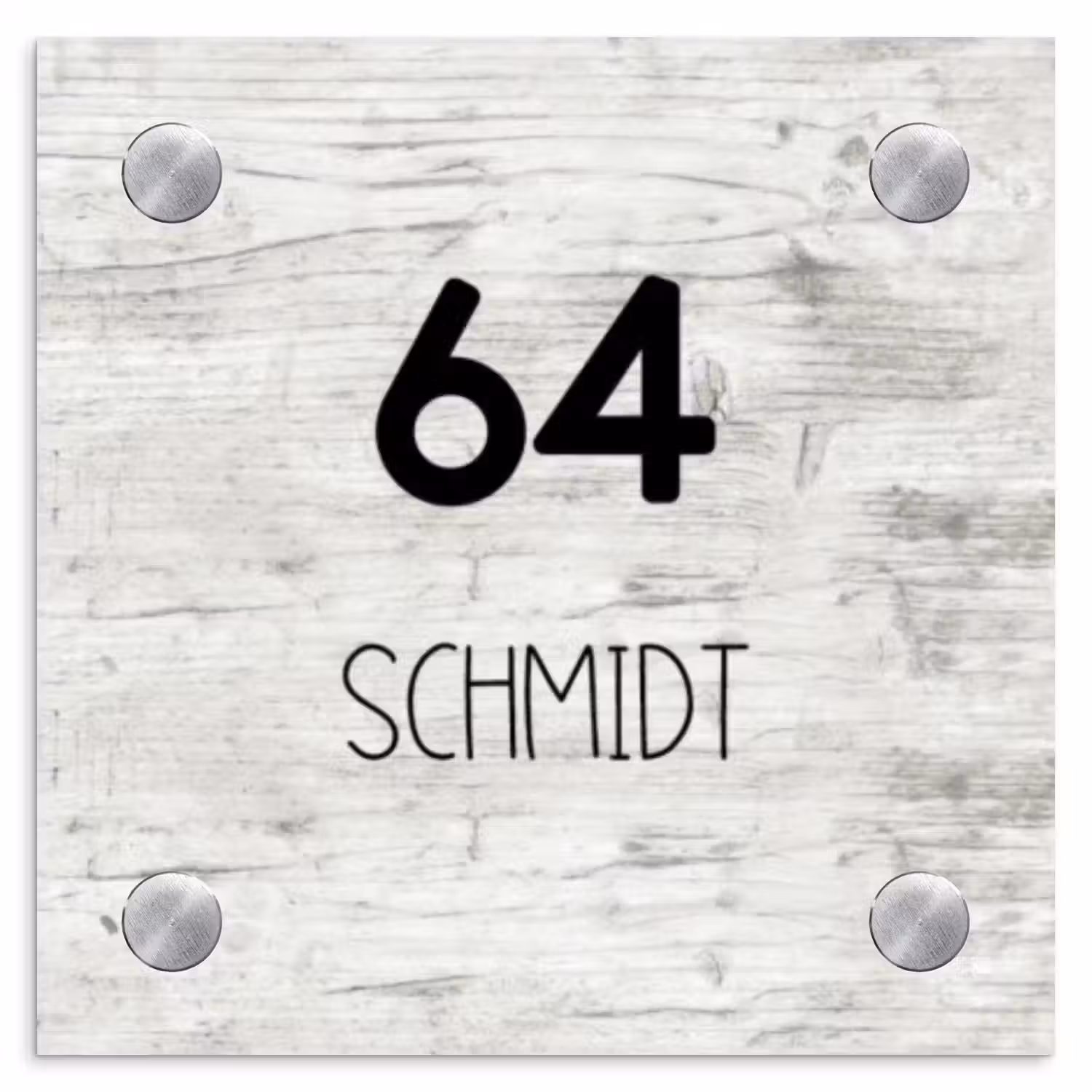 Witgrijs hout - Modern Naambord Vierkant klein -3d