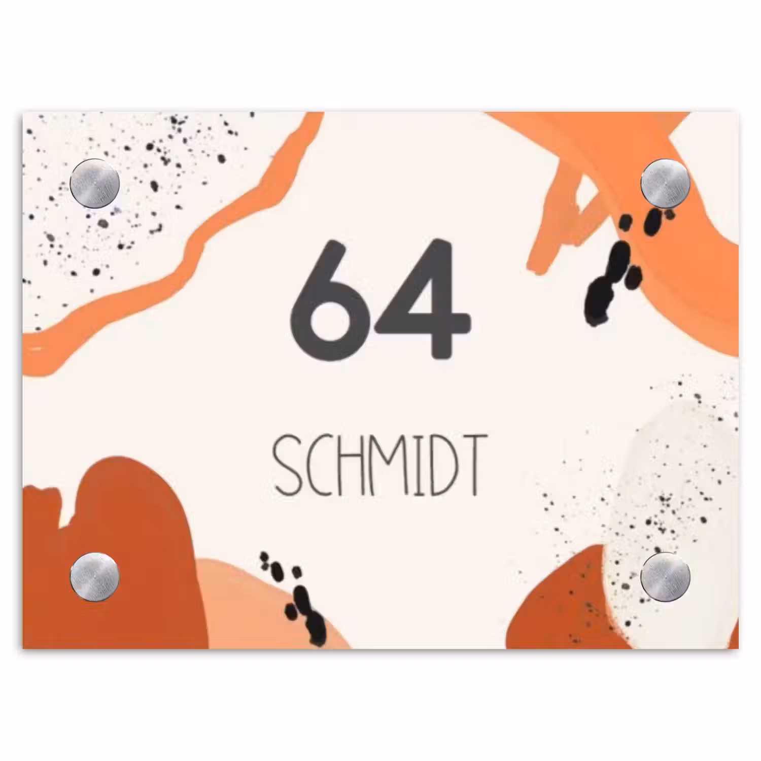 Abstract oranje - Modern Naambord Rechthoek middel -3d