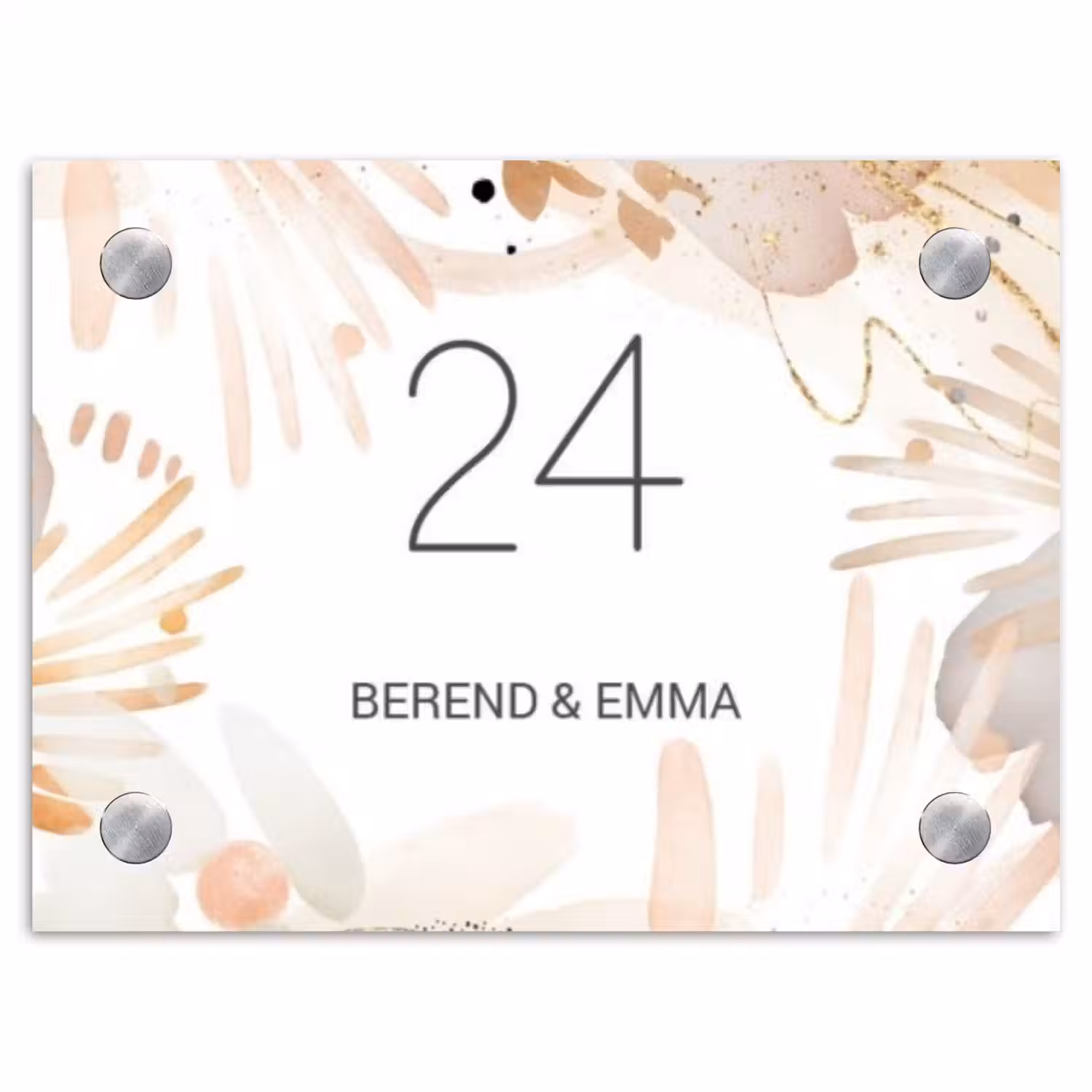 Abstract beige - Klassiek Naambord Rechthoek middel -3d