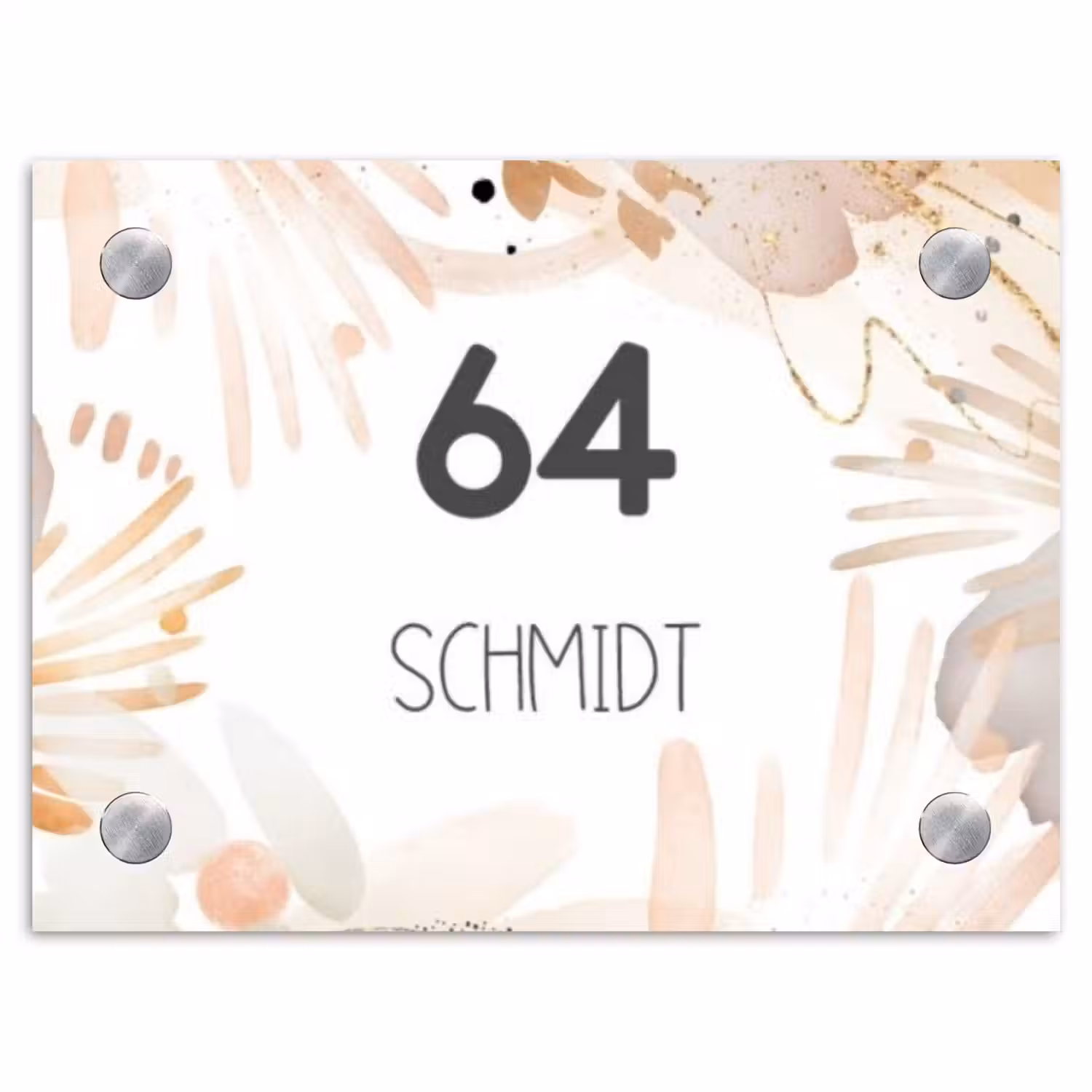 Abstract beige - Modern Naambord Rechthoek middel -3d