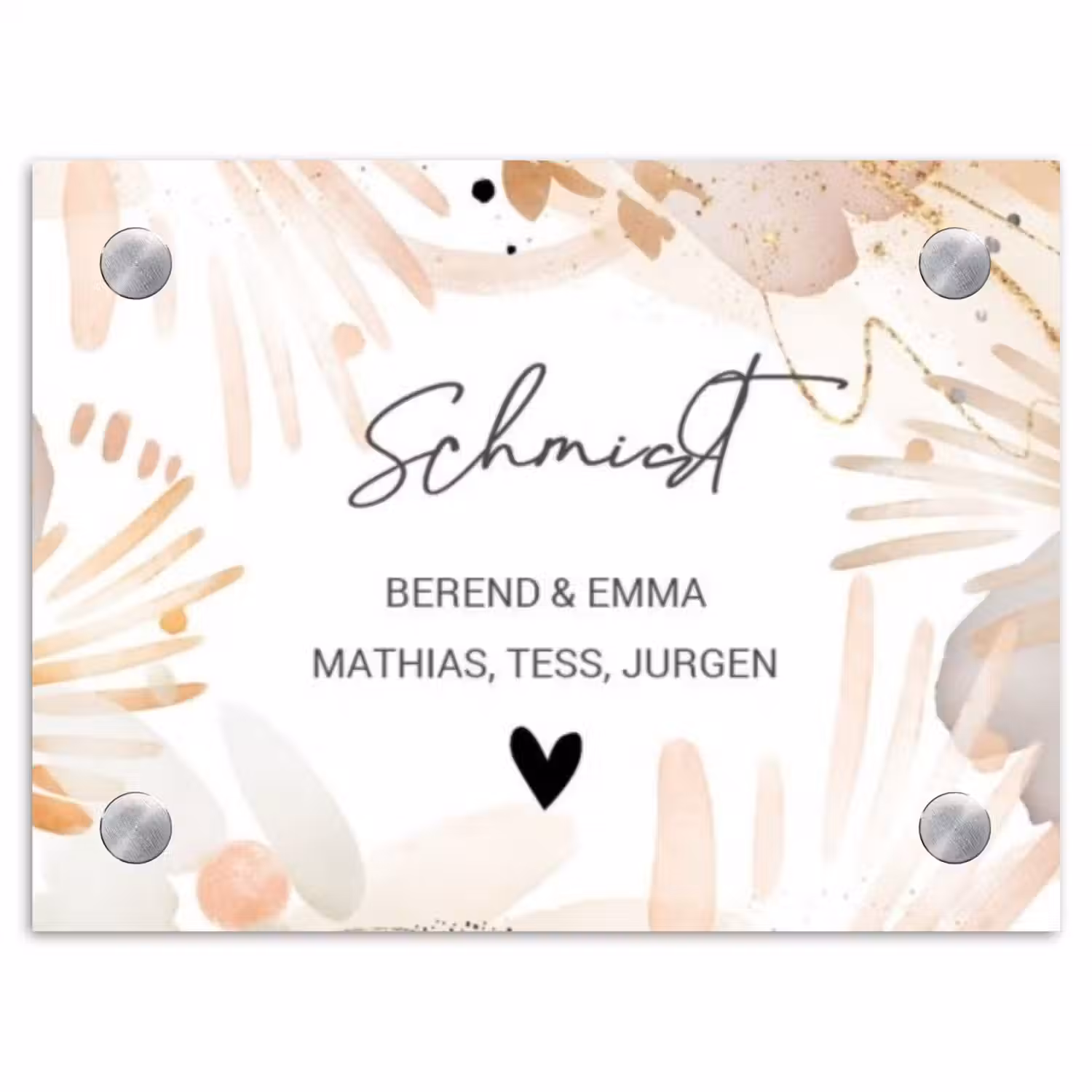 Abstract beige - Sierlijk Naambord Rechthoek middel -3d